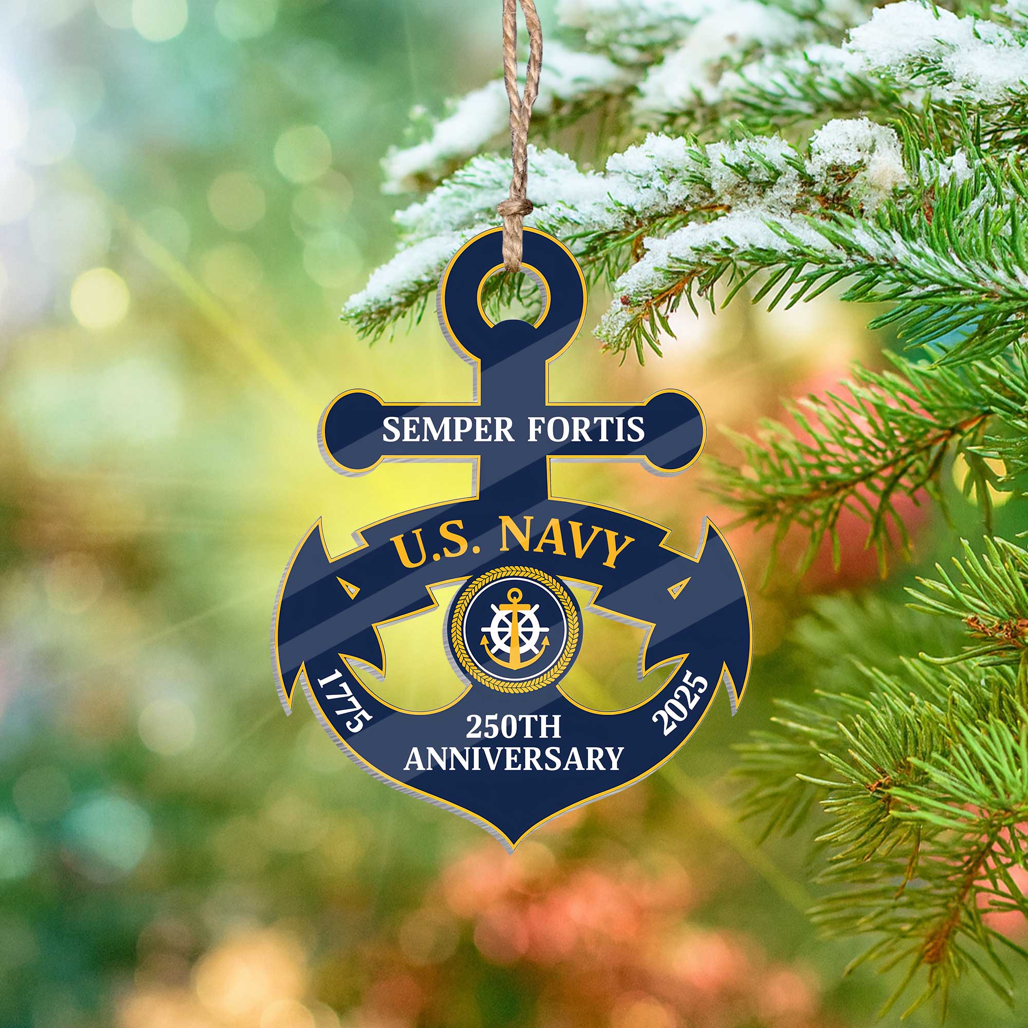 Navy 250th Anniversary Acrylic Ornament