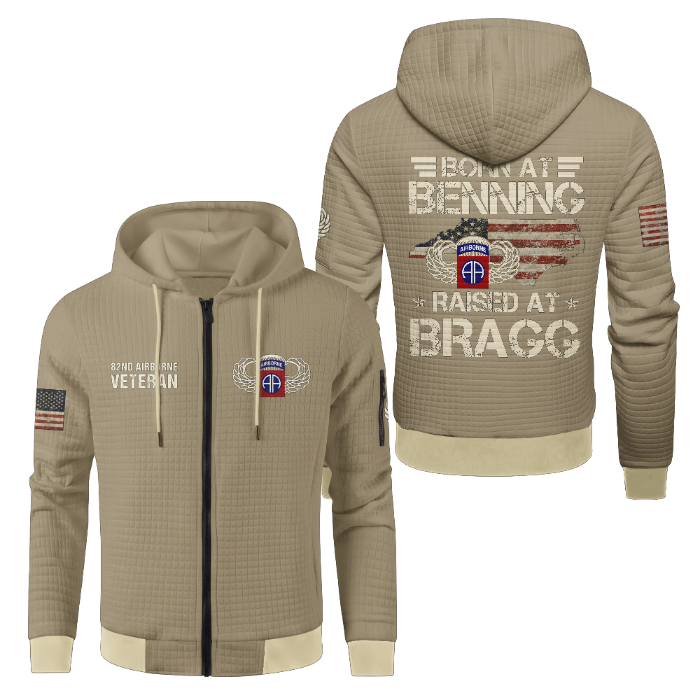 82nd Airborne Born At Benning Waffle Hooded Jacket