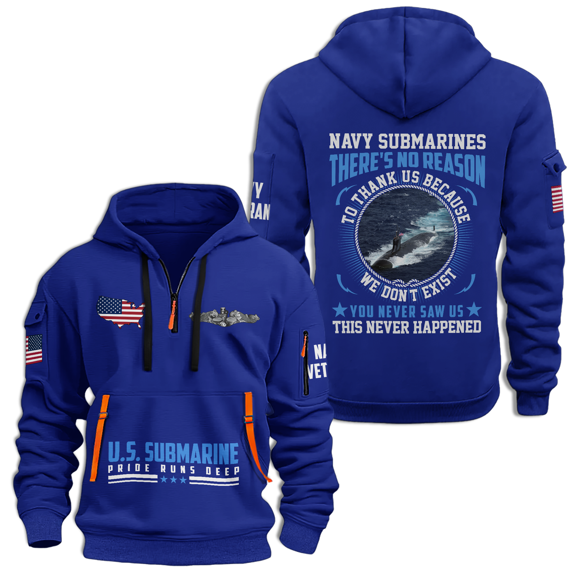 Navy Submarine Quarter Zip Hoodie
