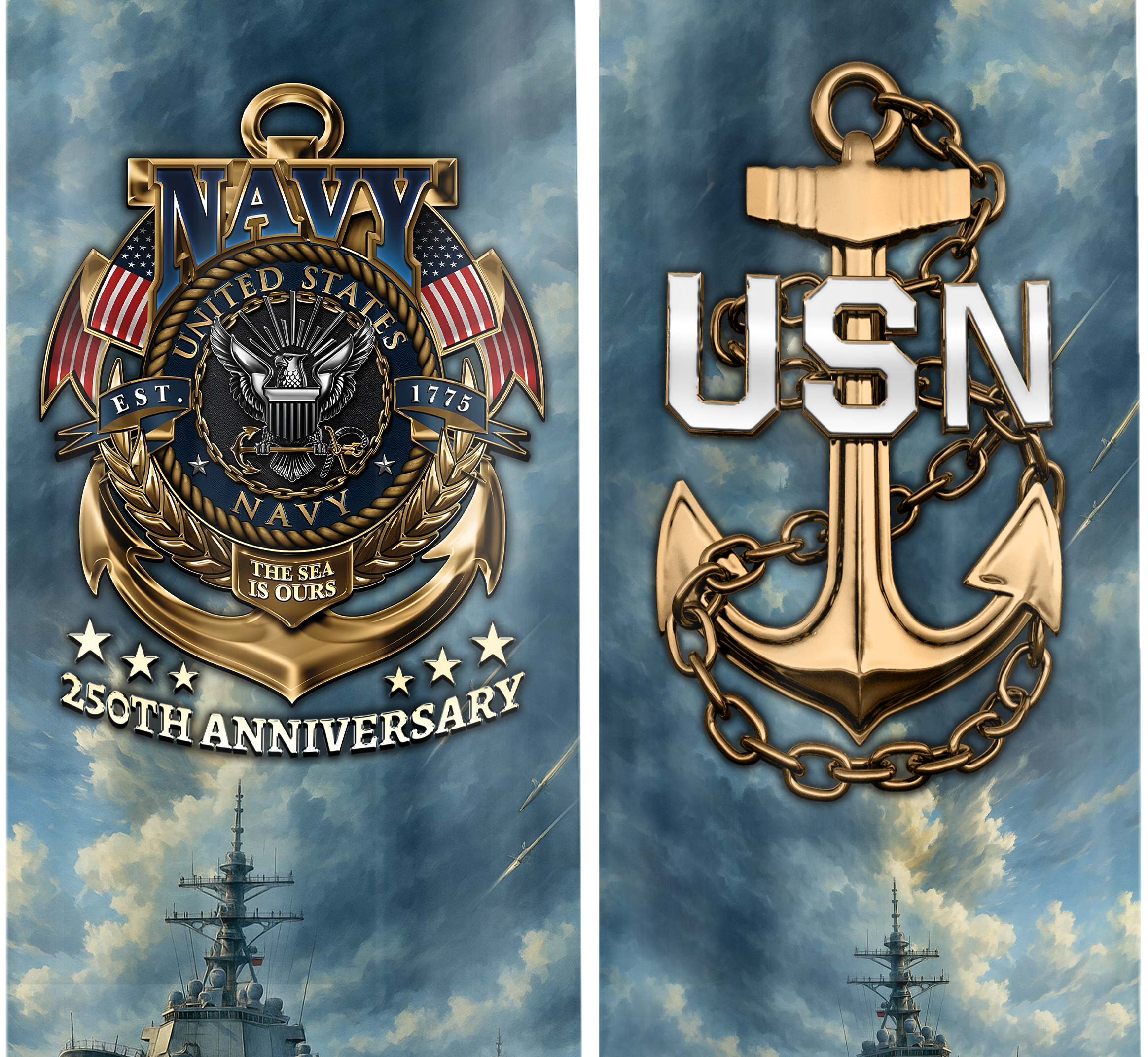 Navy 250th Anniversary Bullet Tumbler