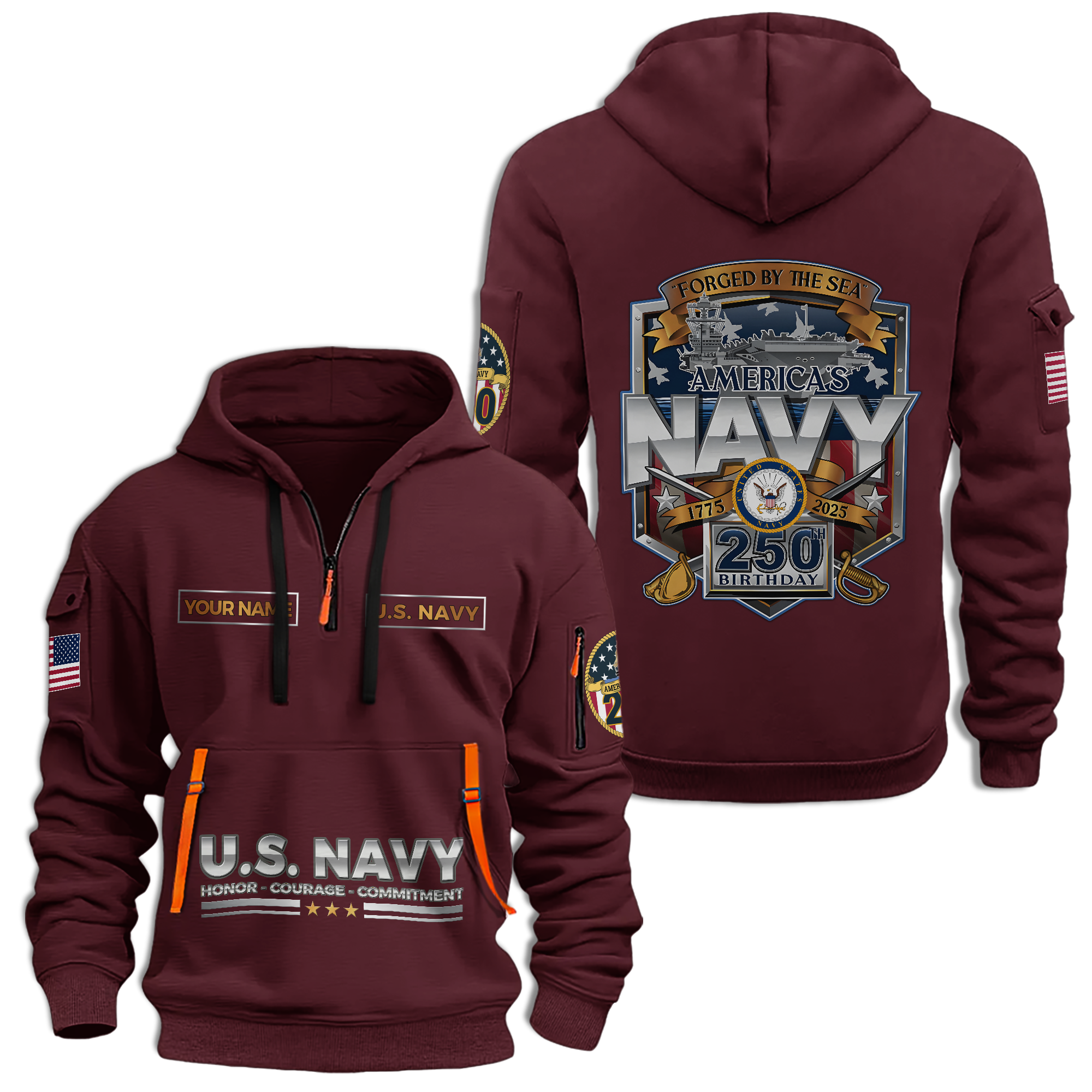Navy 250th Anniversary Quarter Zip Hoodie