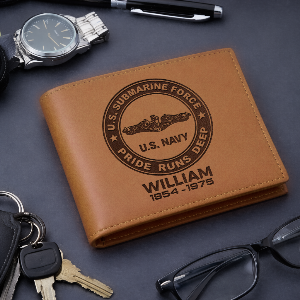 Personalizable Submarine Force Genuine Leather Wallet