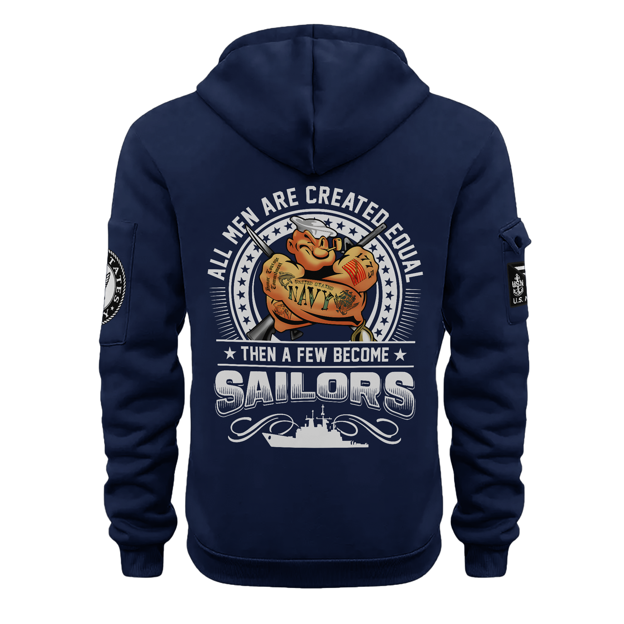 Personalizable Navy All Men Are Created Equal Quarter Zip Hoodie