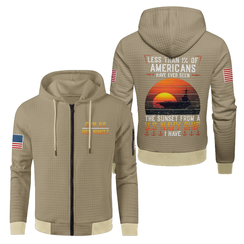 Personalizable Less Than 1% Navy Ship Waffle Hooded Jacket