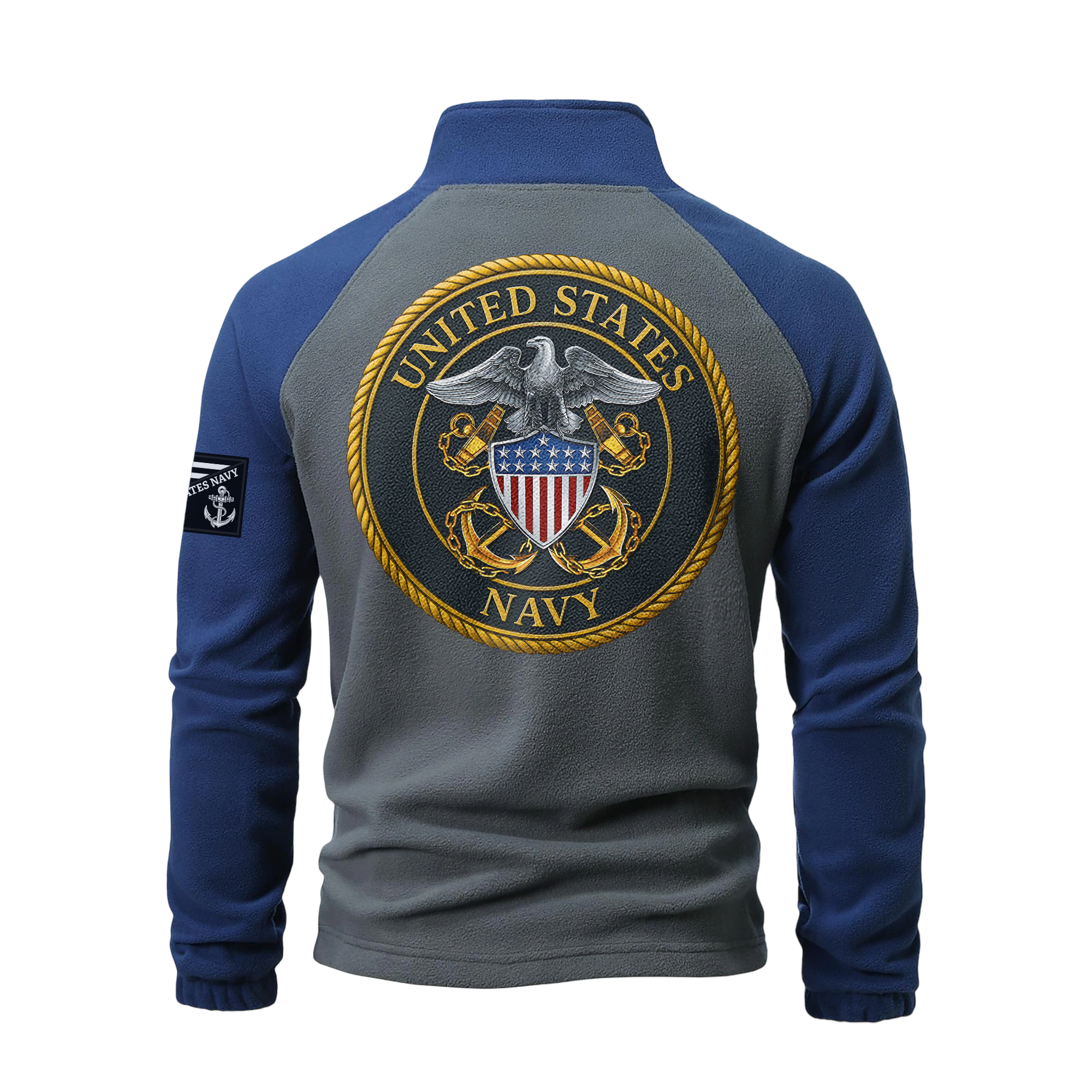 Personalizable Navy Ship Half-Zip Raglan Sweatshirt