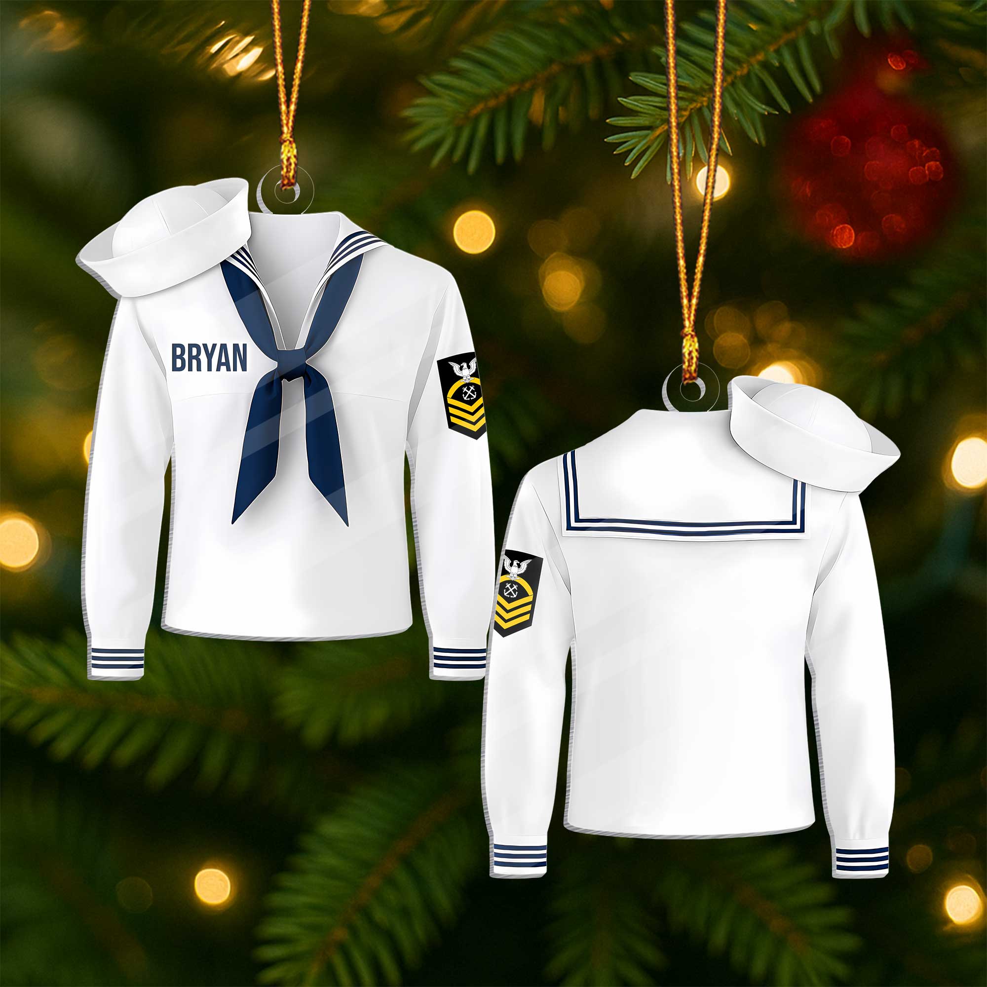 Personalizable Navy Uniform Acrylic Ornament