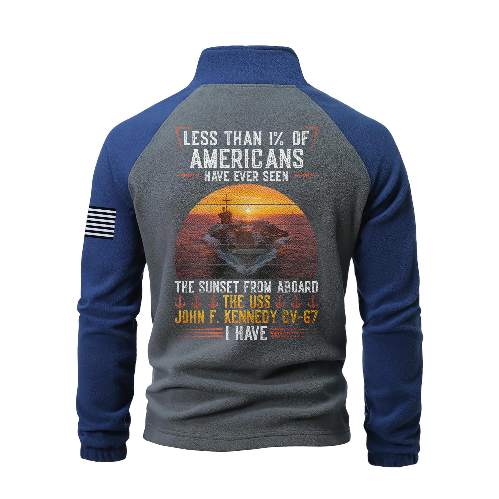 Personalizable Less Than 1% Navy Ship Half-Zip Raglan Sweatshirt