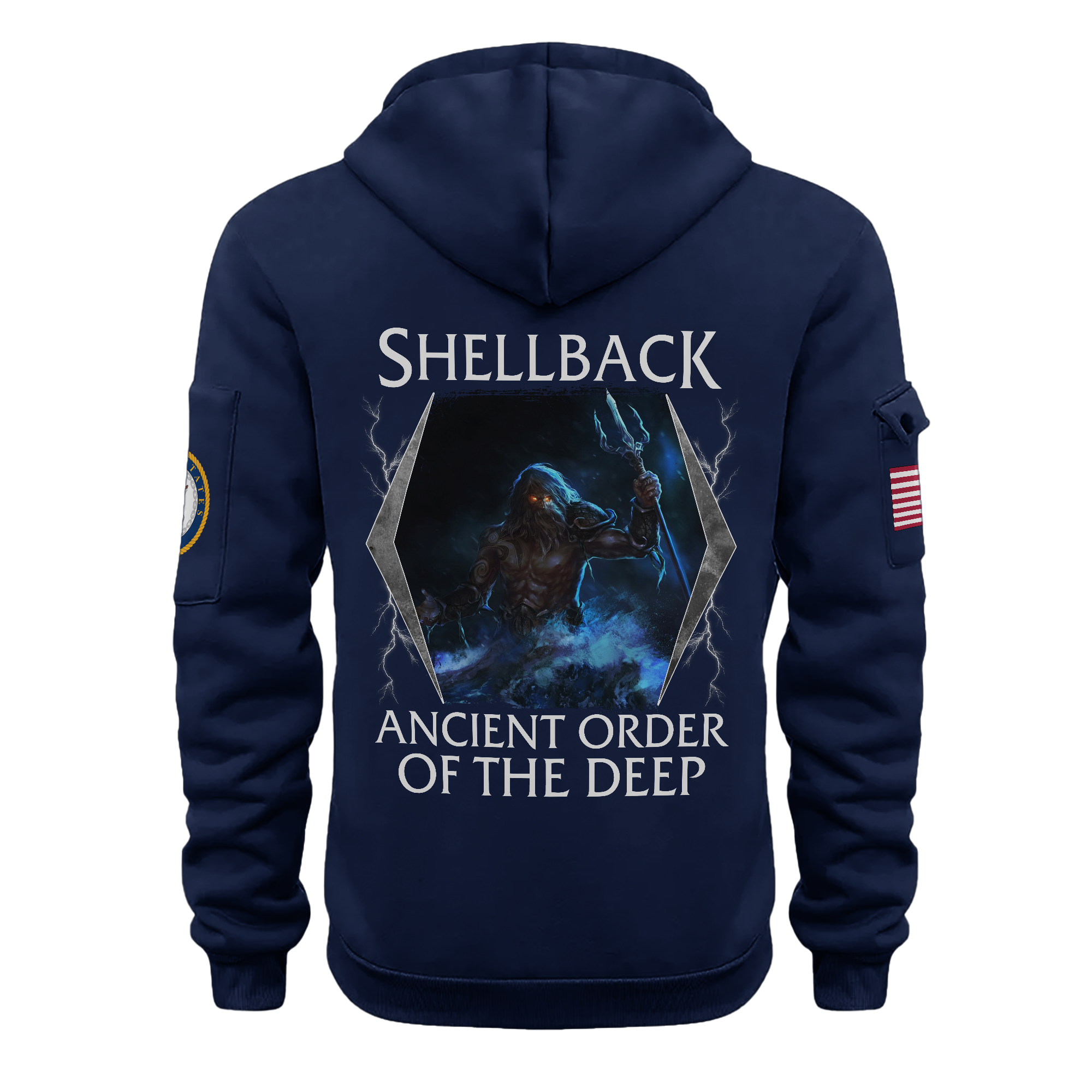 Navy Shellback Ancient Order Of The Deep Quarter Zip Hoodie