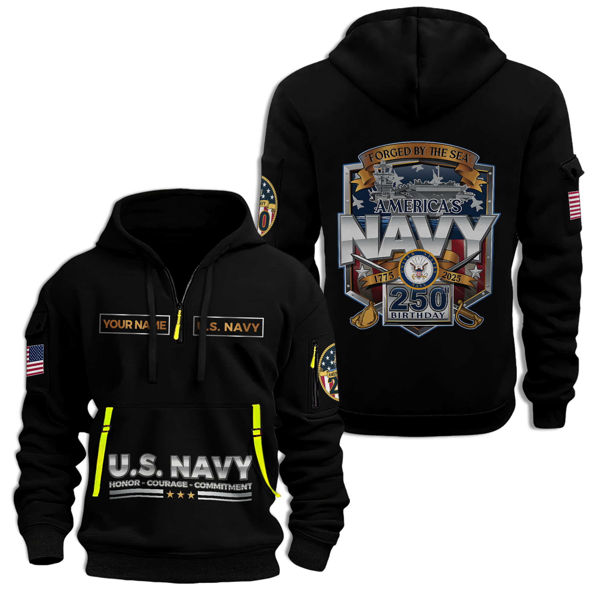 Navy 250th Anniversary Quarter Zip Hoodie