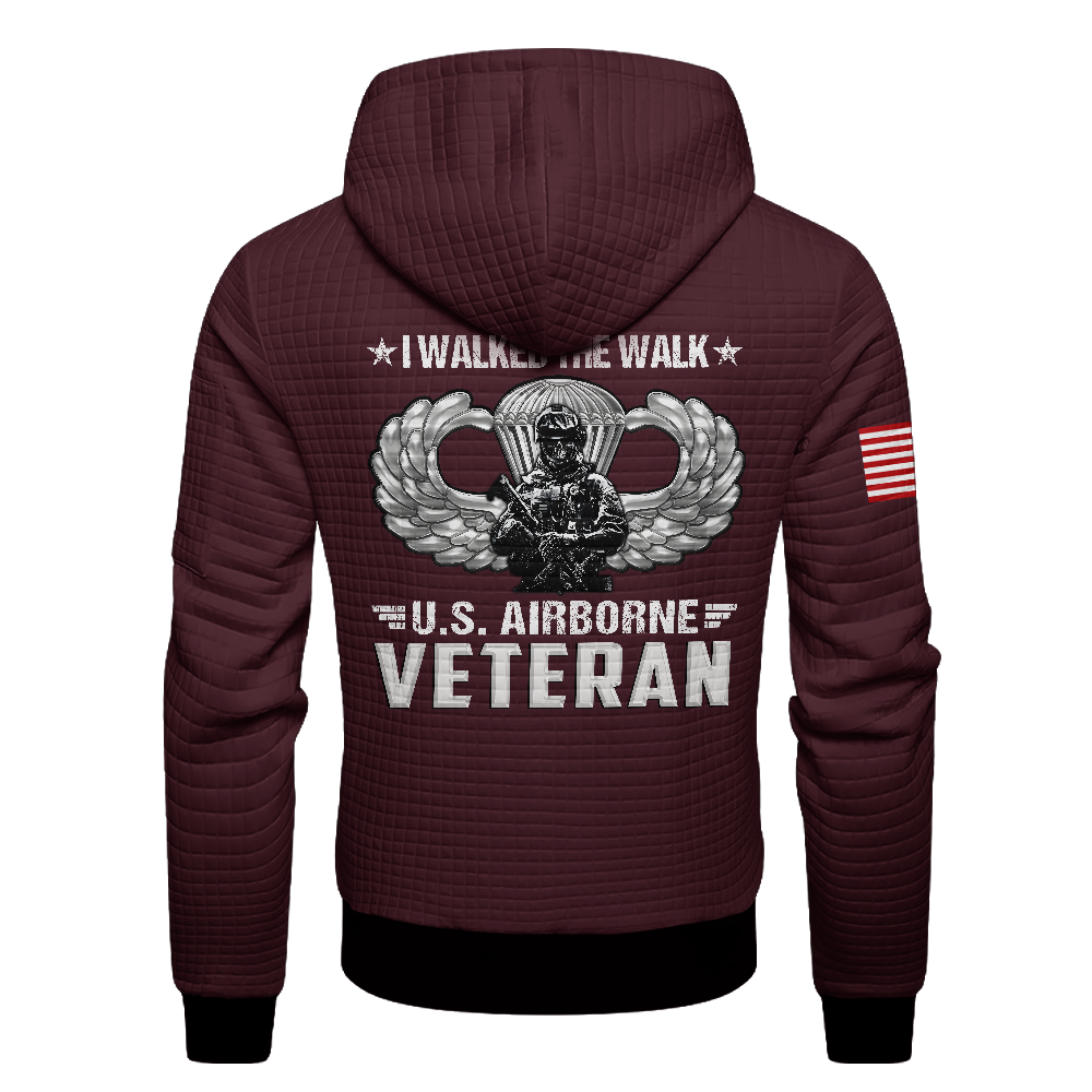 Personalizable Airborne I Walked The Walk Waffle Hooded Jacket