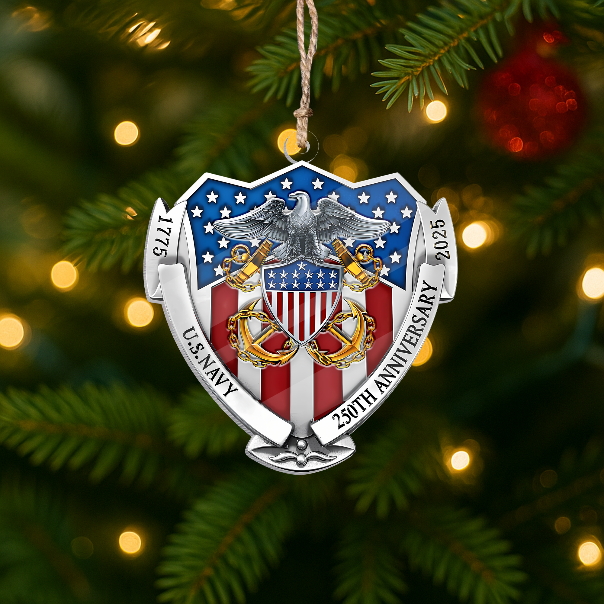 Navy 250th Anniversary Acrylic Ornament