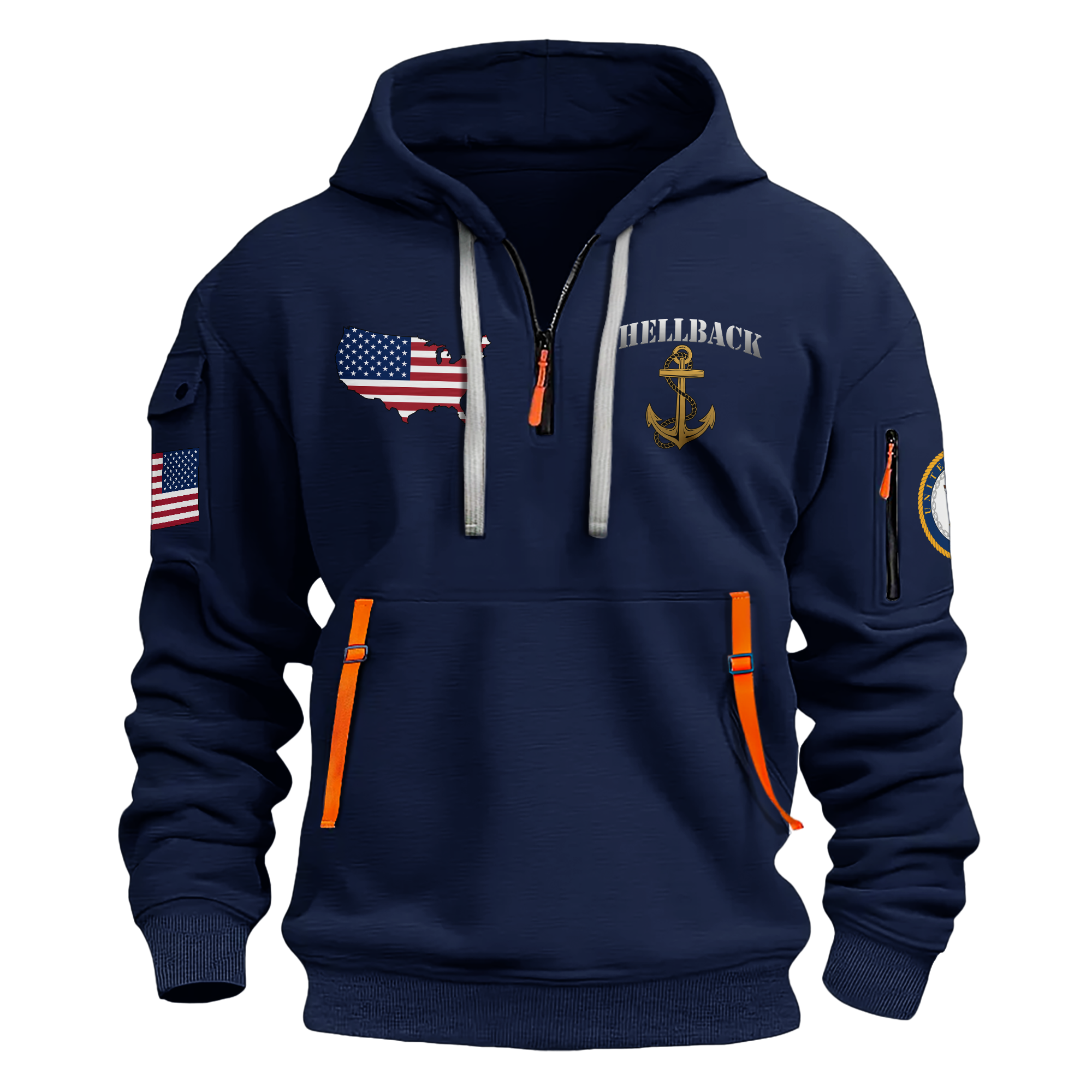 Navy Shellback Ancient Order Of The Deep Quarter Zip Hoodie