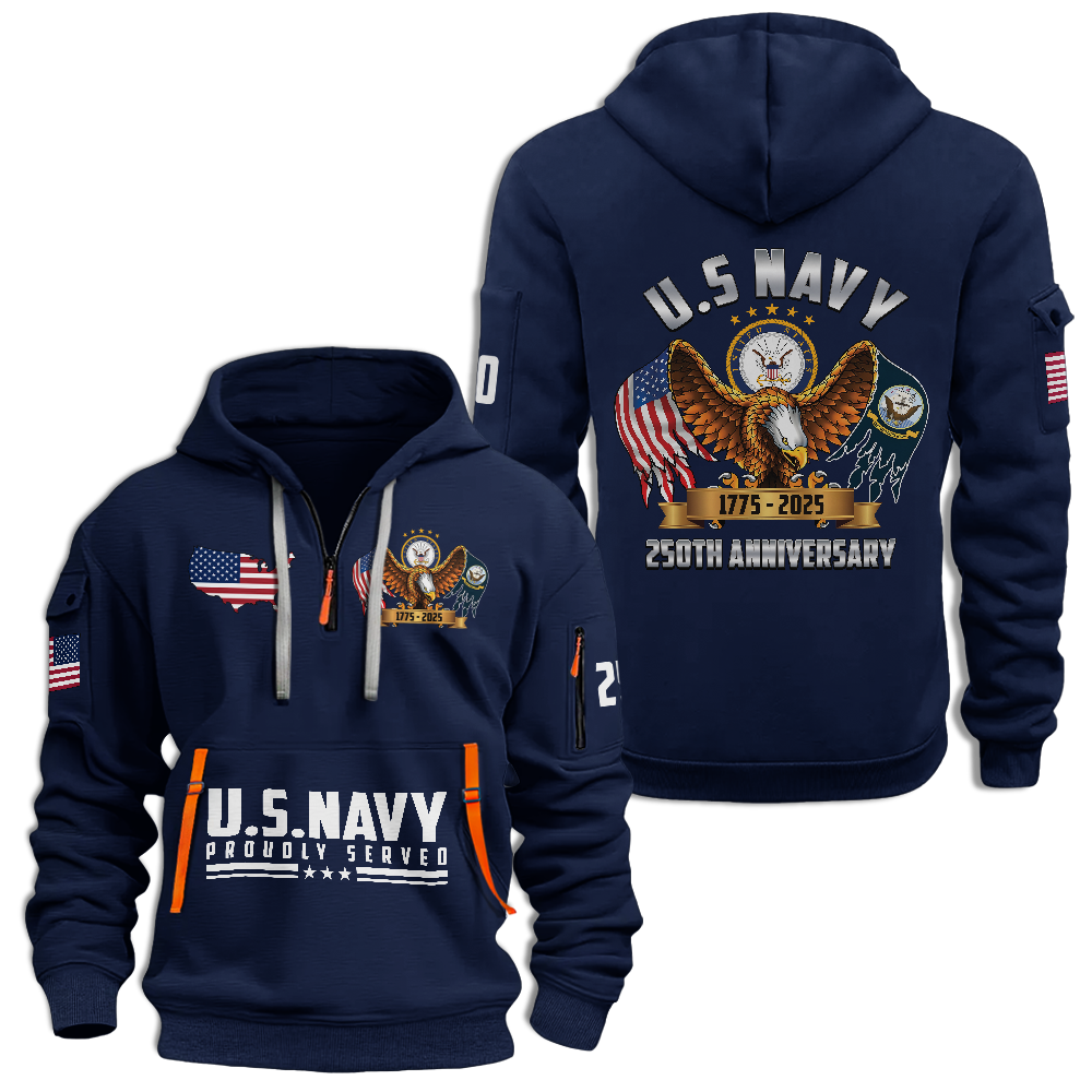 Navy 250th Anniversary Quarter Zip Hoodie