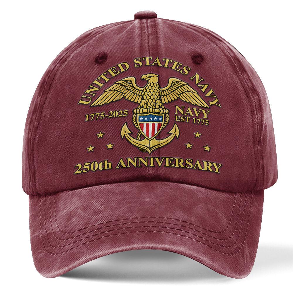 Personalizable Navy 250th Anniversary Washed Cap