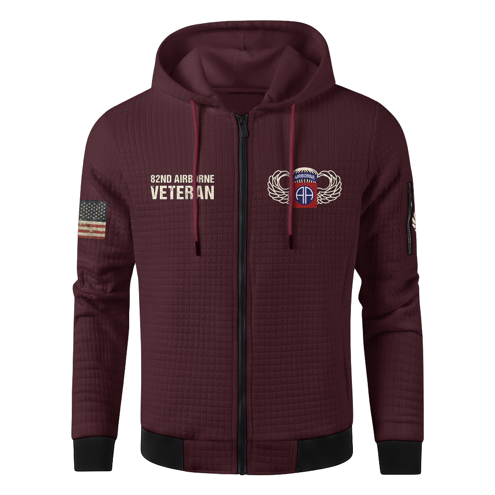 82nd Airborne Born At Benning Waffle Hooded Jacket