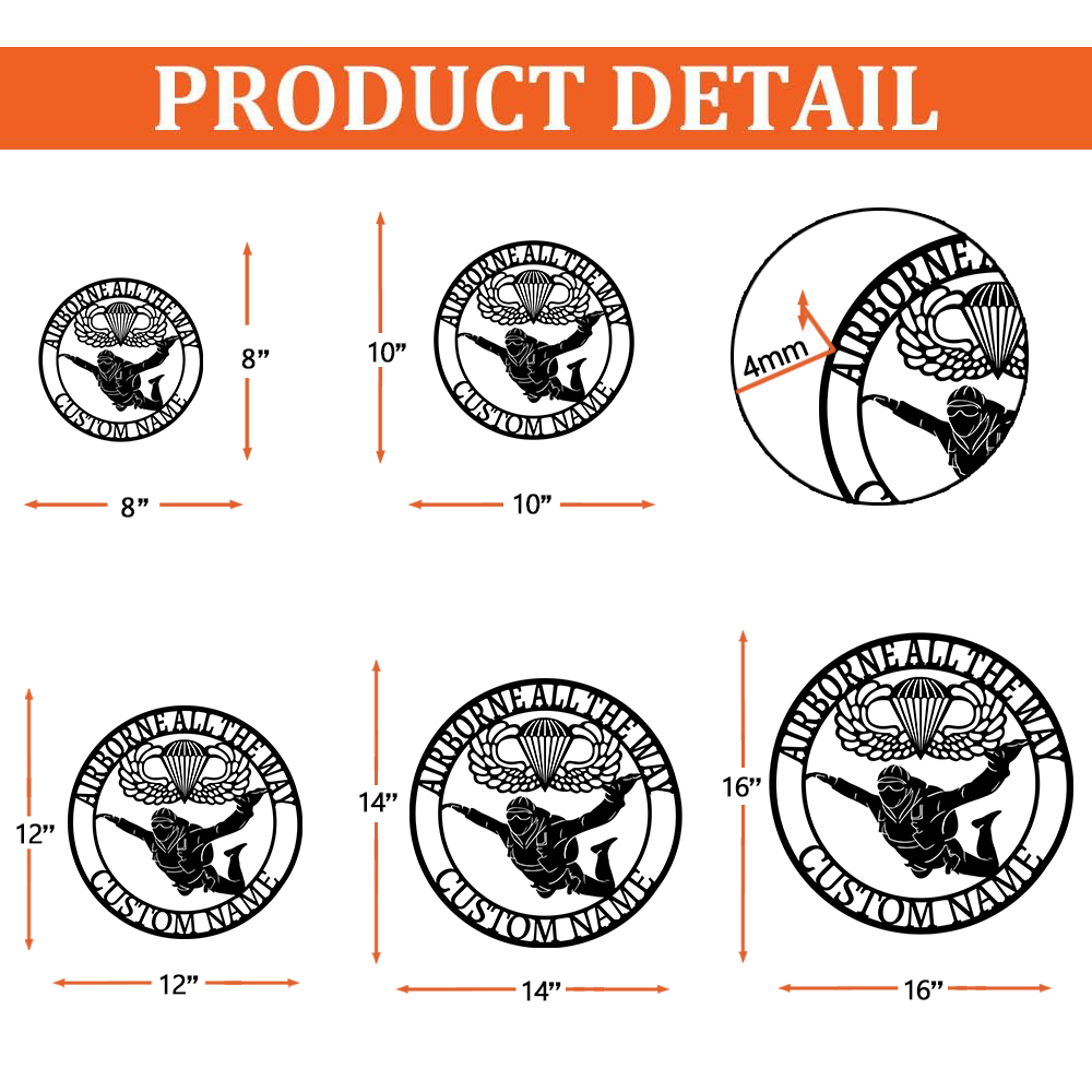 Personalized Airborne All The Way Metal Sign Wall Art