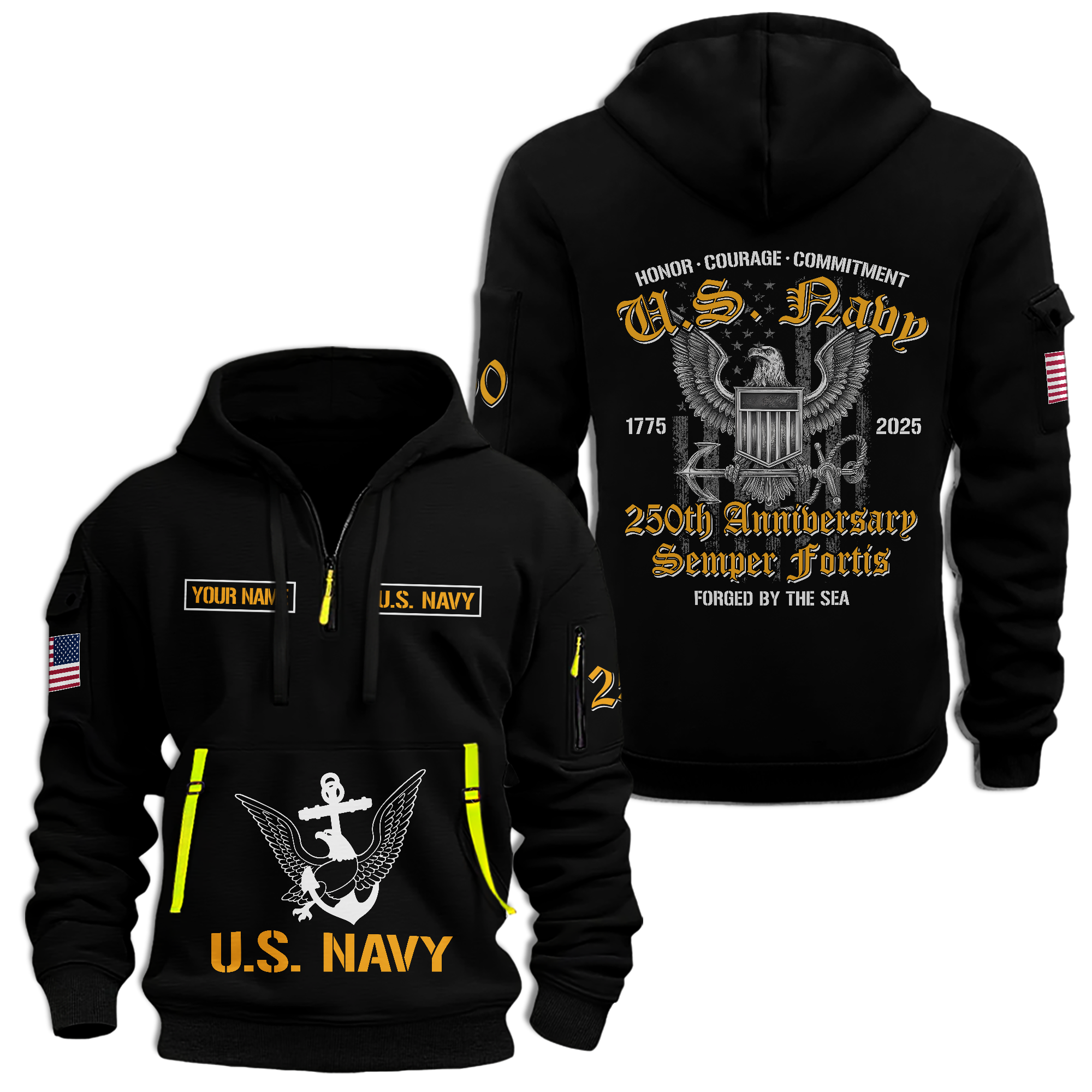Navy 250th Anniversary Quarter Zip Hoodie