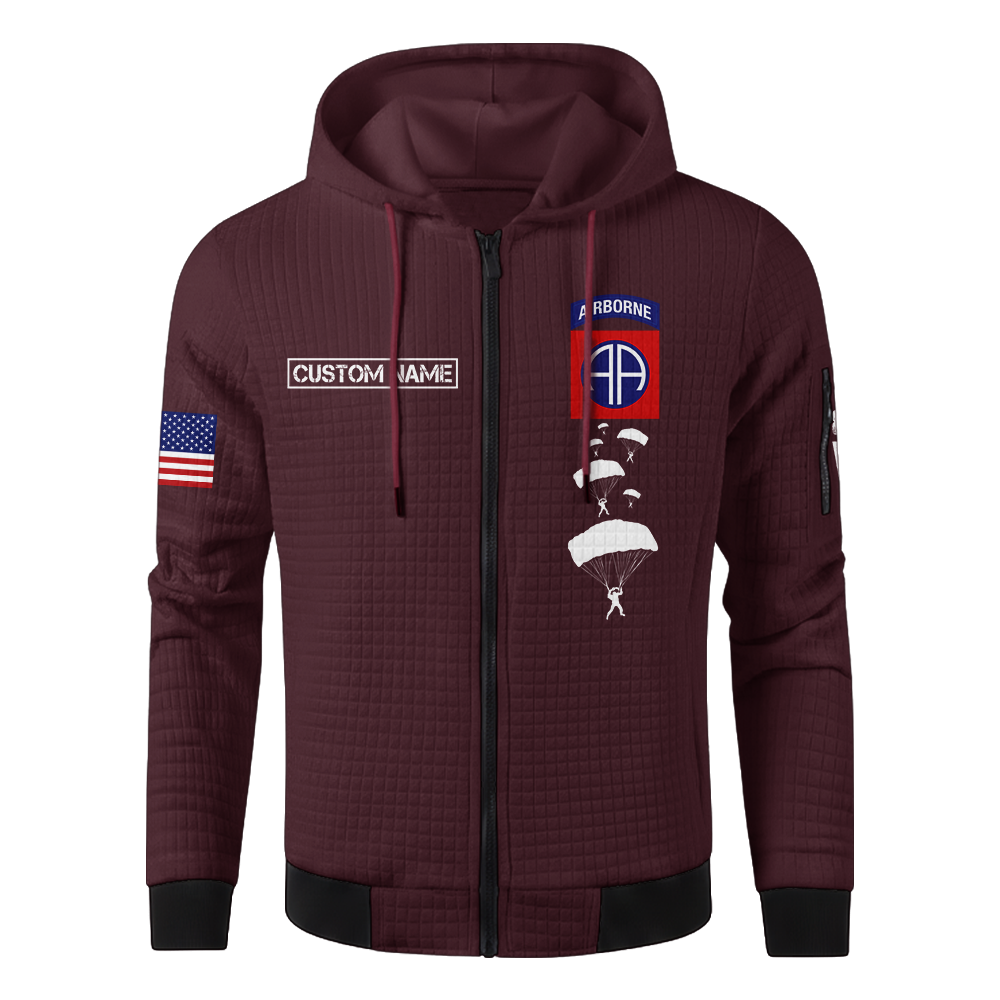 Personalizable 82nd Airborne Waffle Hooded Jacket