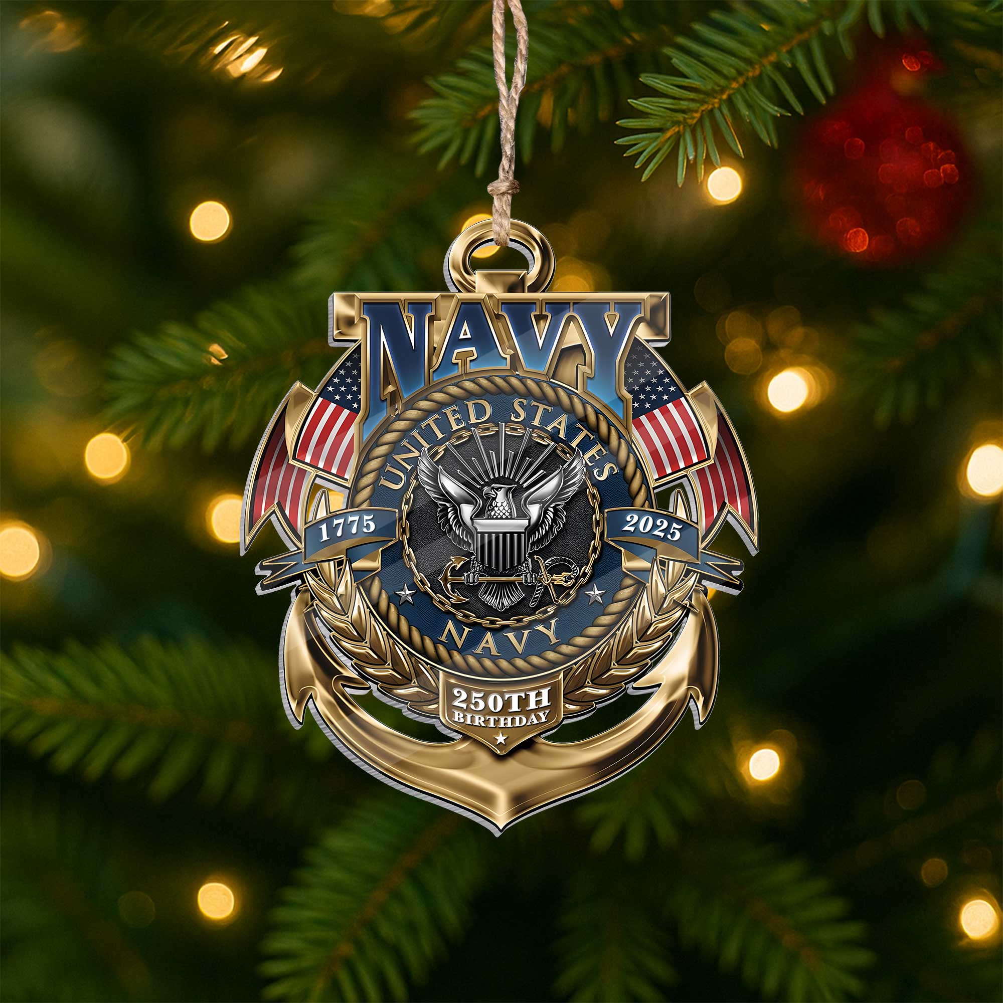 Navy 250th Anniversary Acrylic Ornament