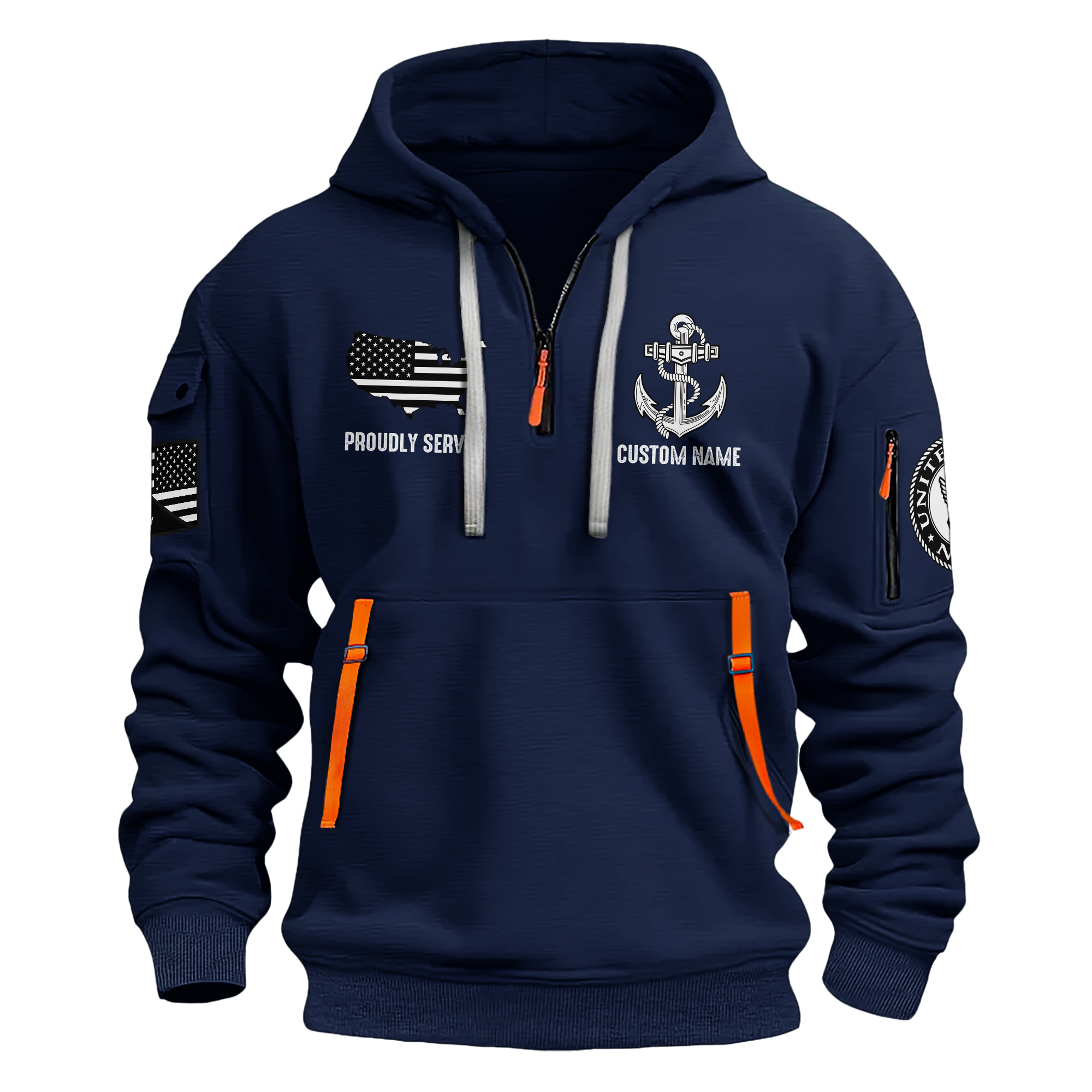 Personalizable Only Real Men Become Sailors Quarter Zip Hoodie
