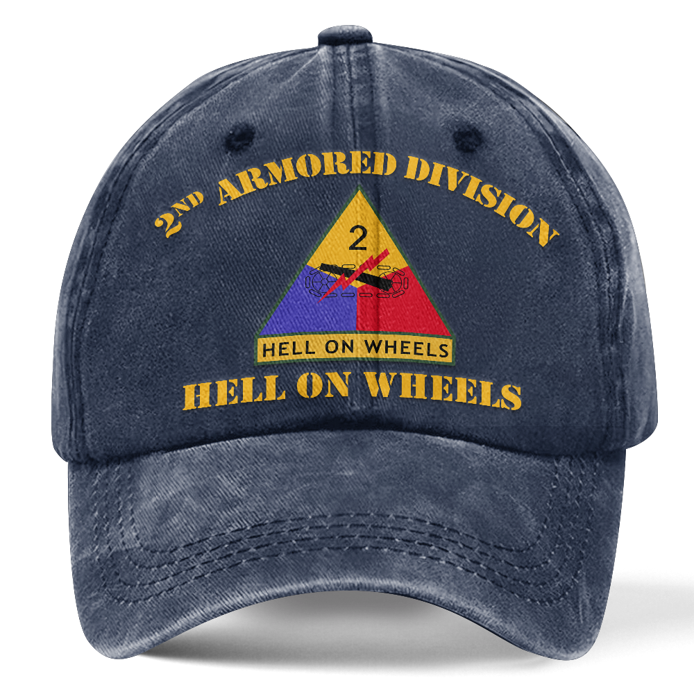 Personalizable Army 2nd Armored Division Washed Cap