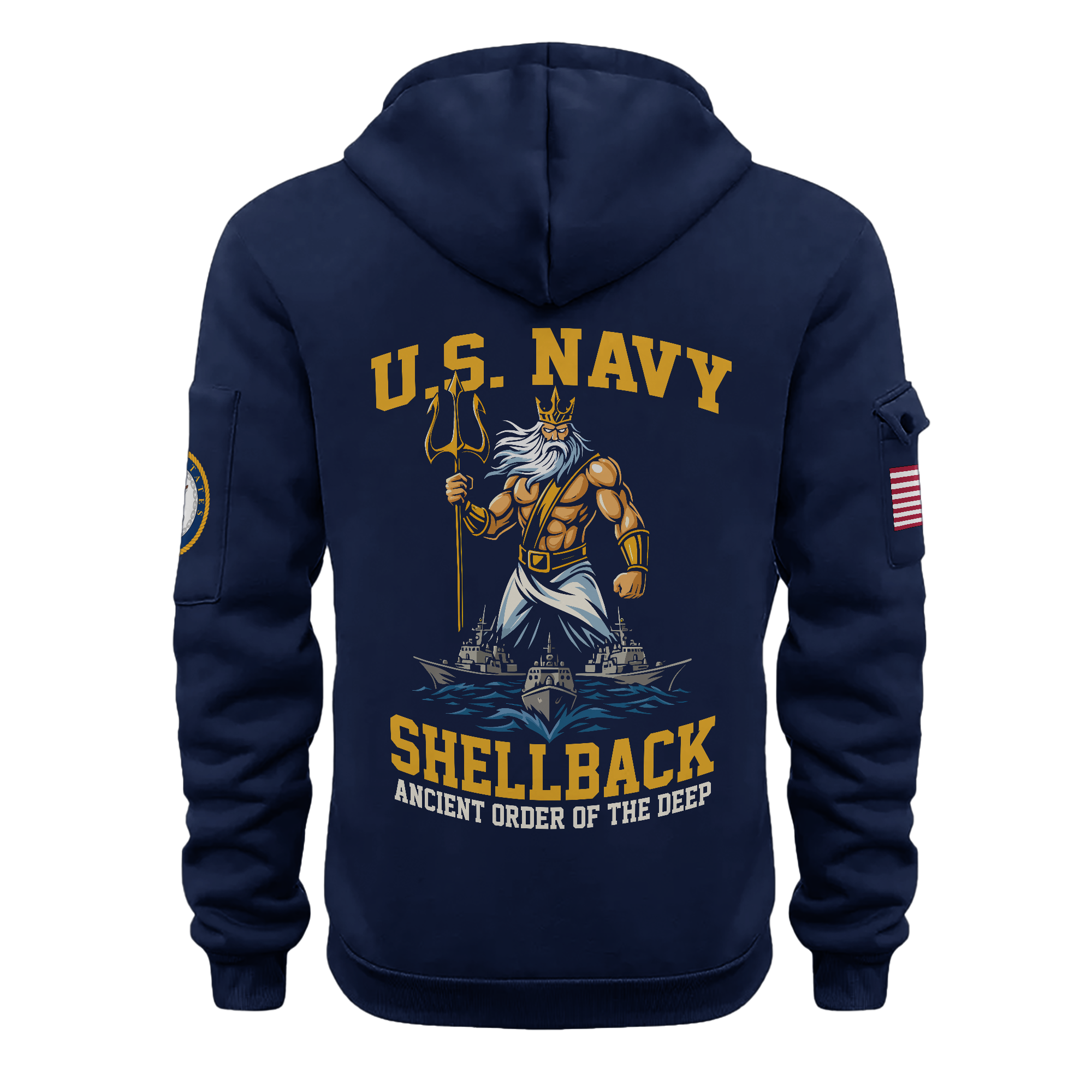 Navy Shellback Ancient Order Of The Deep Quarter Zip Hoodie