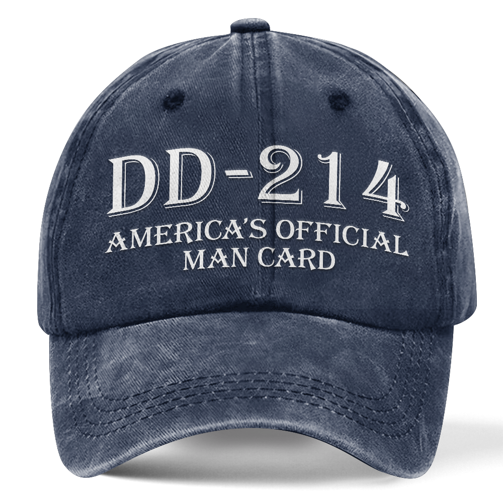 Personalizable US Veteran DD-214 America's Official Man Card Washed Cap