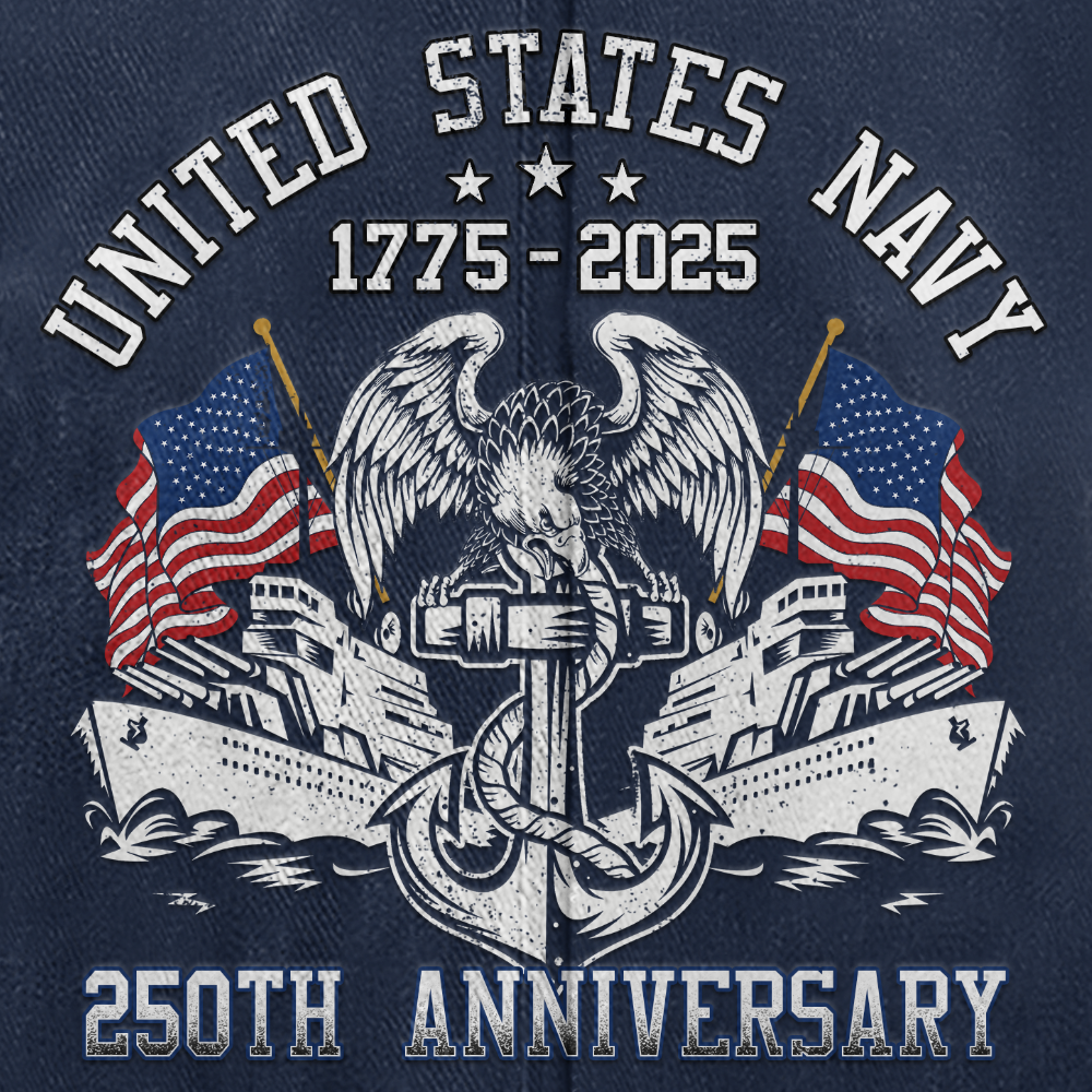 Personalizable Navy 250th Anniversary Washed Cap