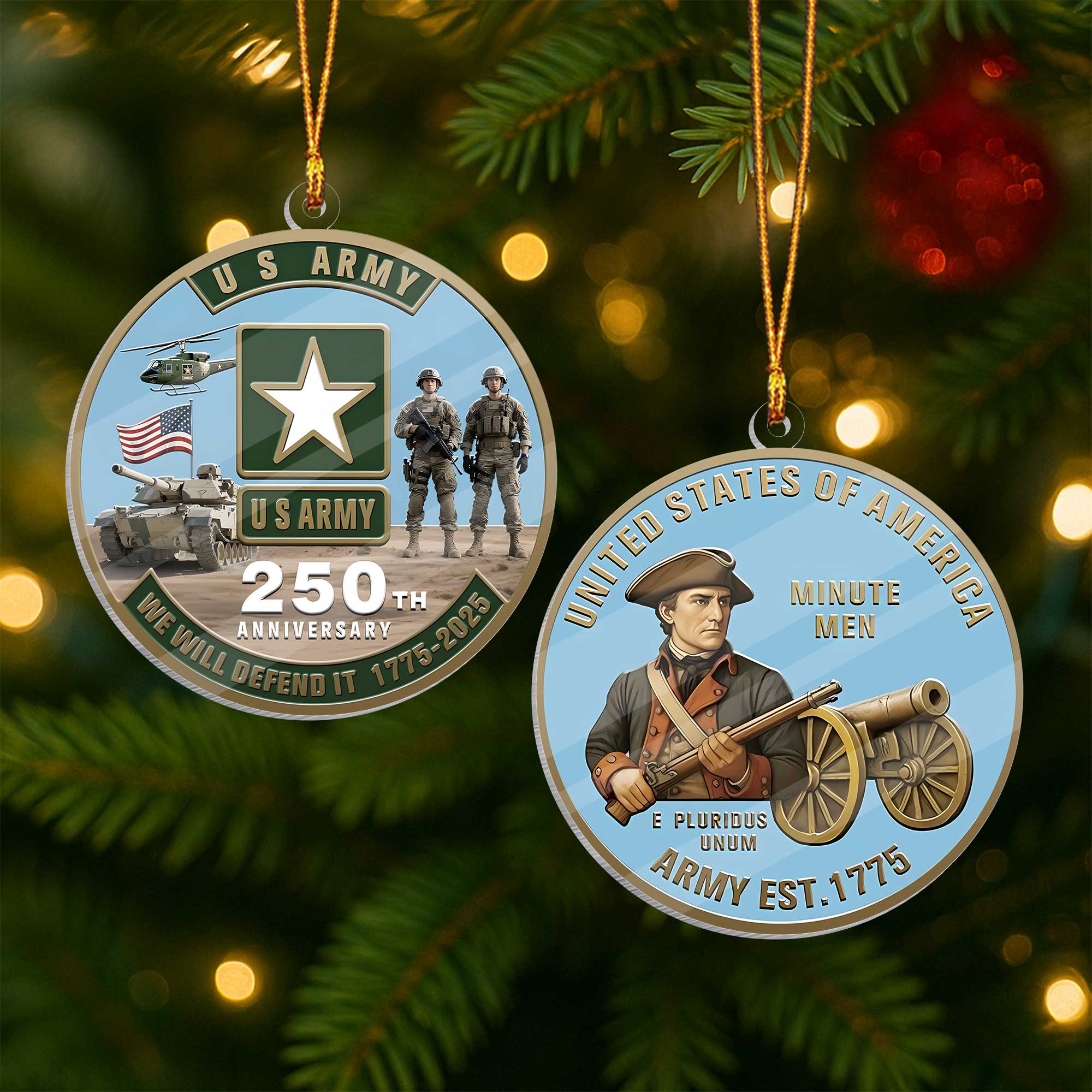 Army 250th Anniversary Acrylic Ornament