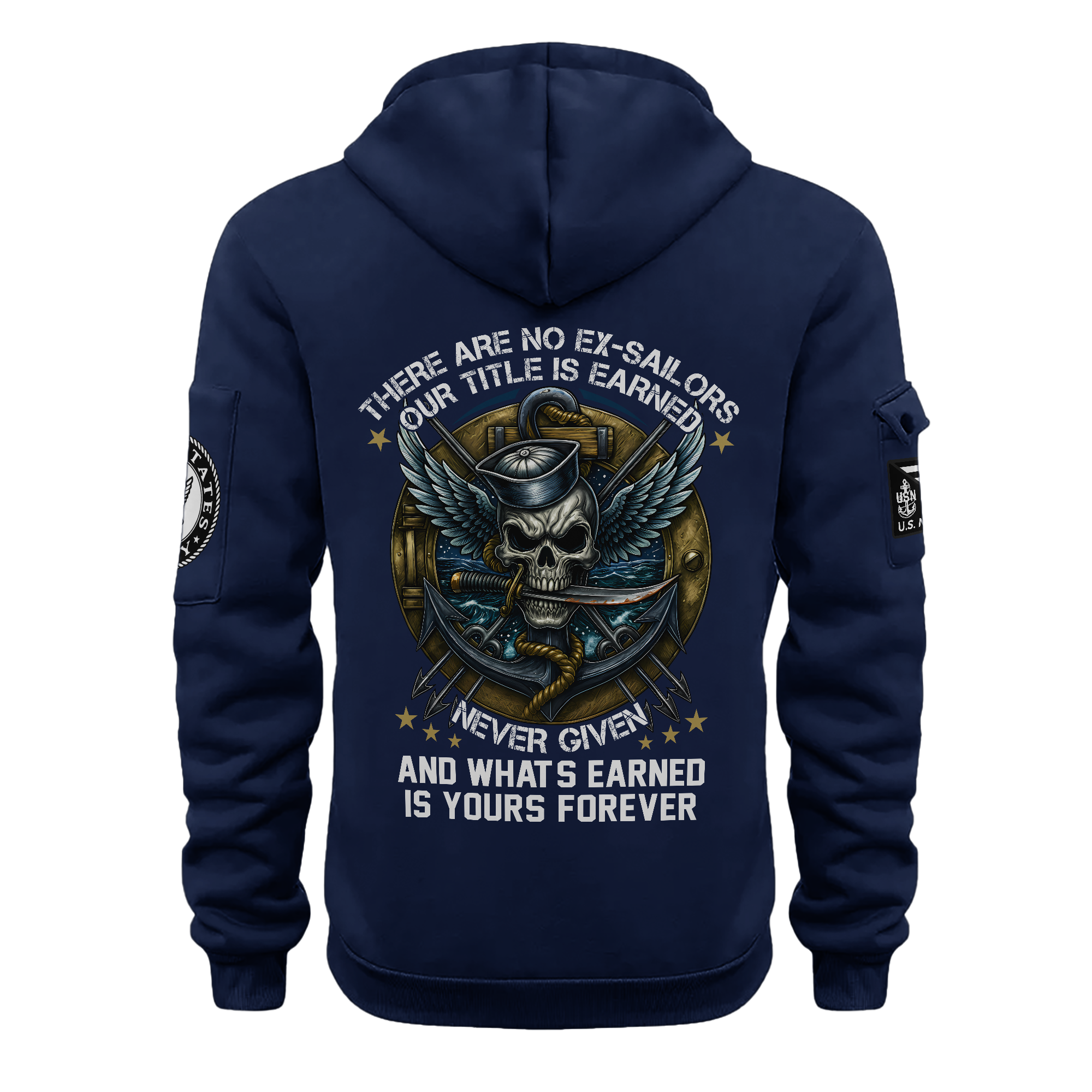 Personalizable There're No Ex-Sailors Quarter Zip Hoodie
