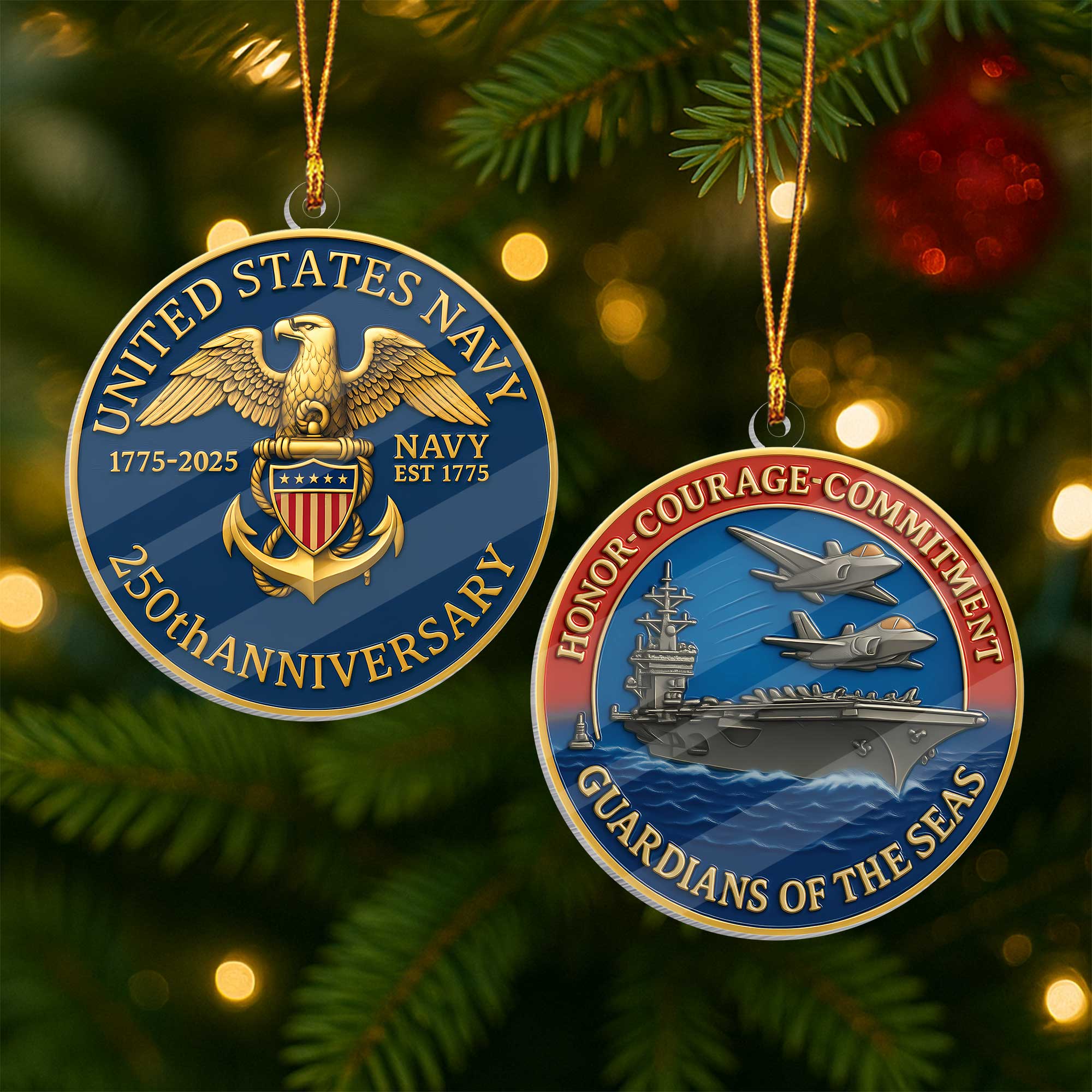 Navy 250th Anniversary Acrylic Ornament