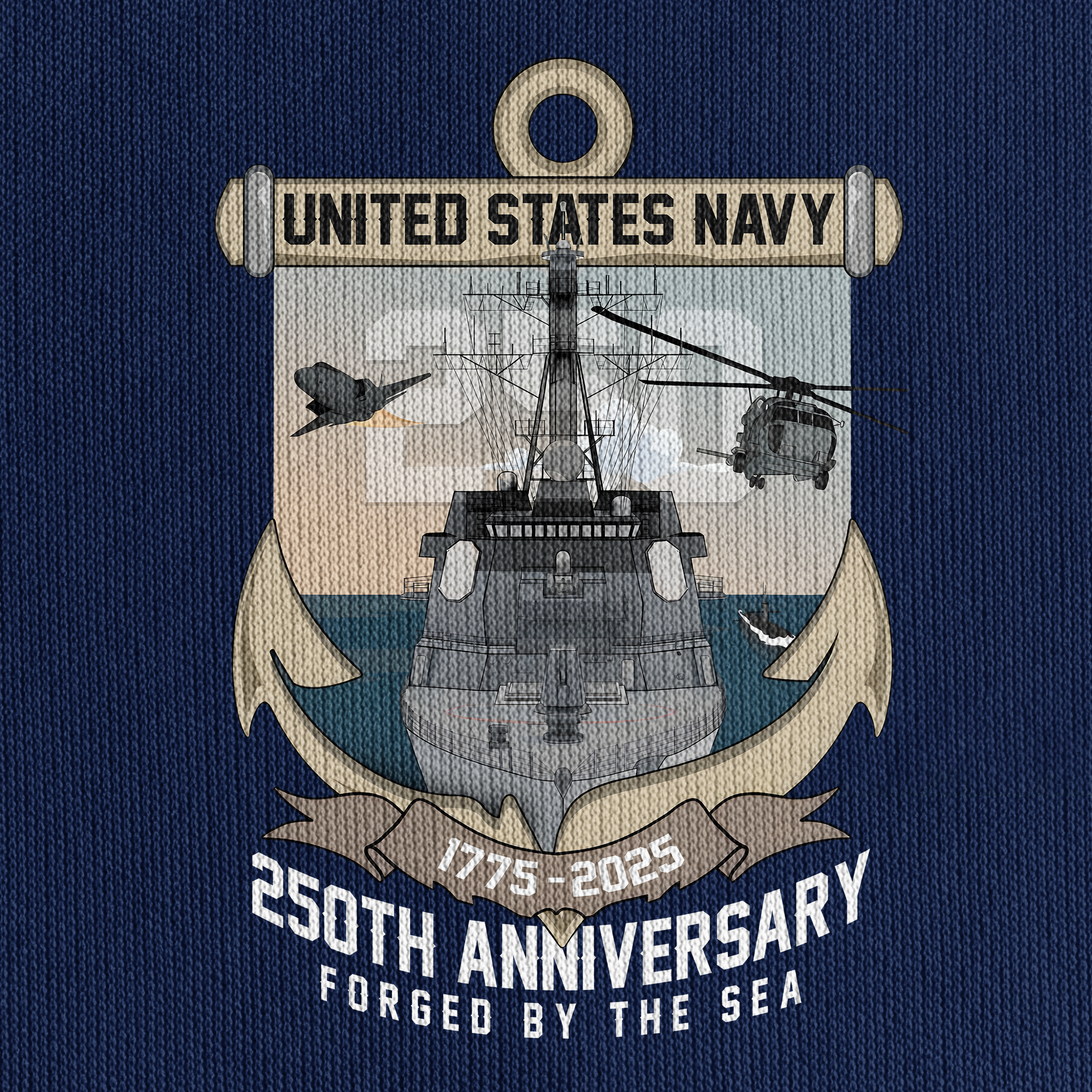 Personalizable Navy 250th Anniversary Quarter Zip Hoodie