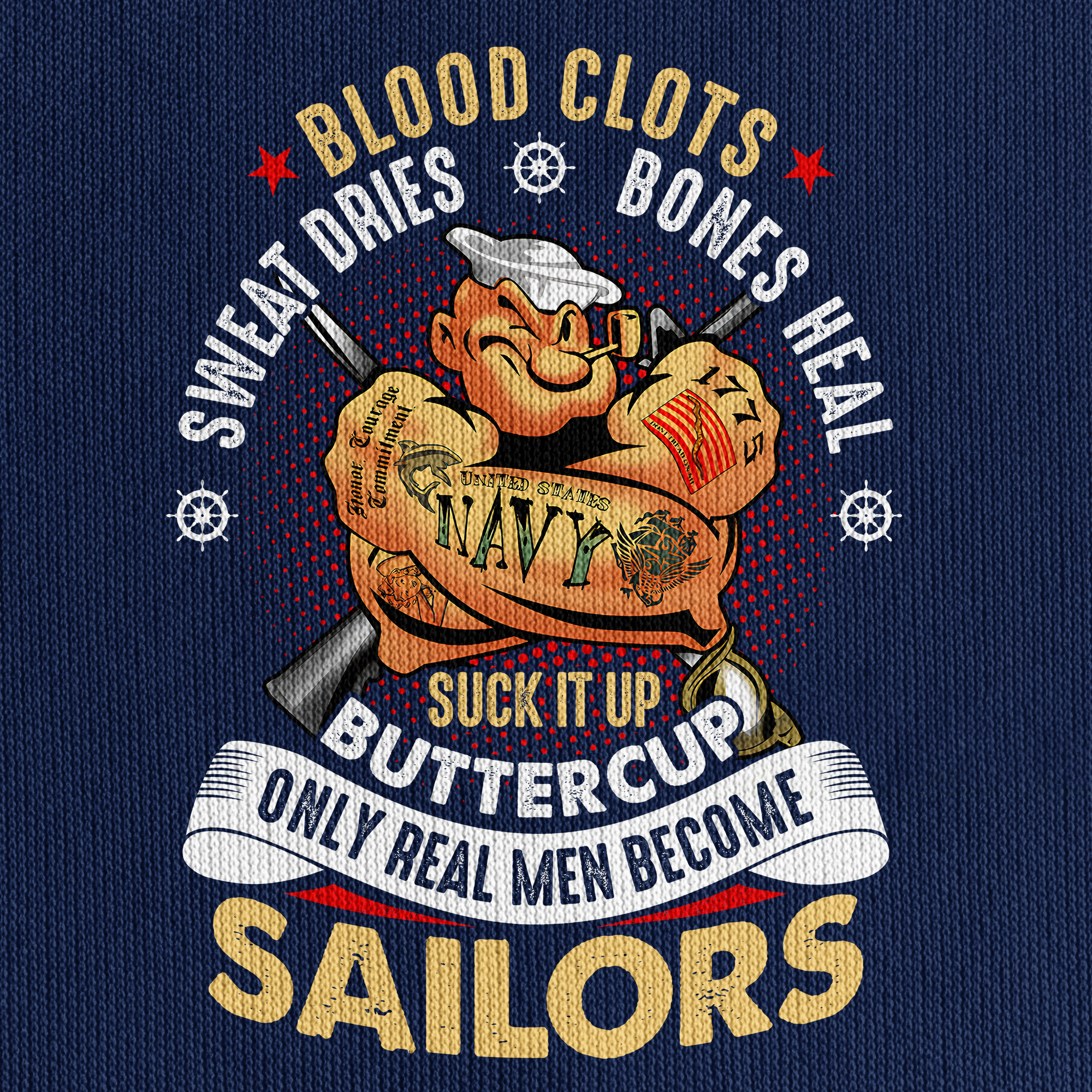 Personalizable Only Real Men Become Sailors Quarter Zip Hoodie