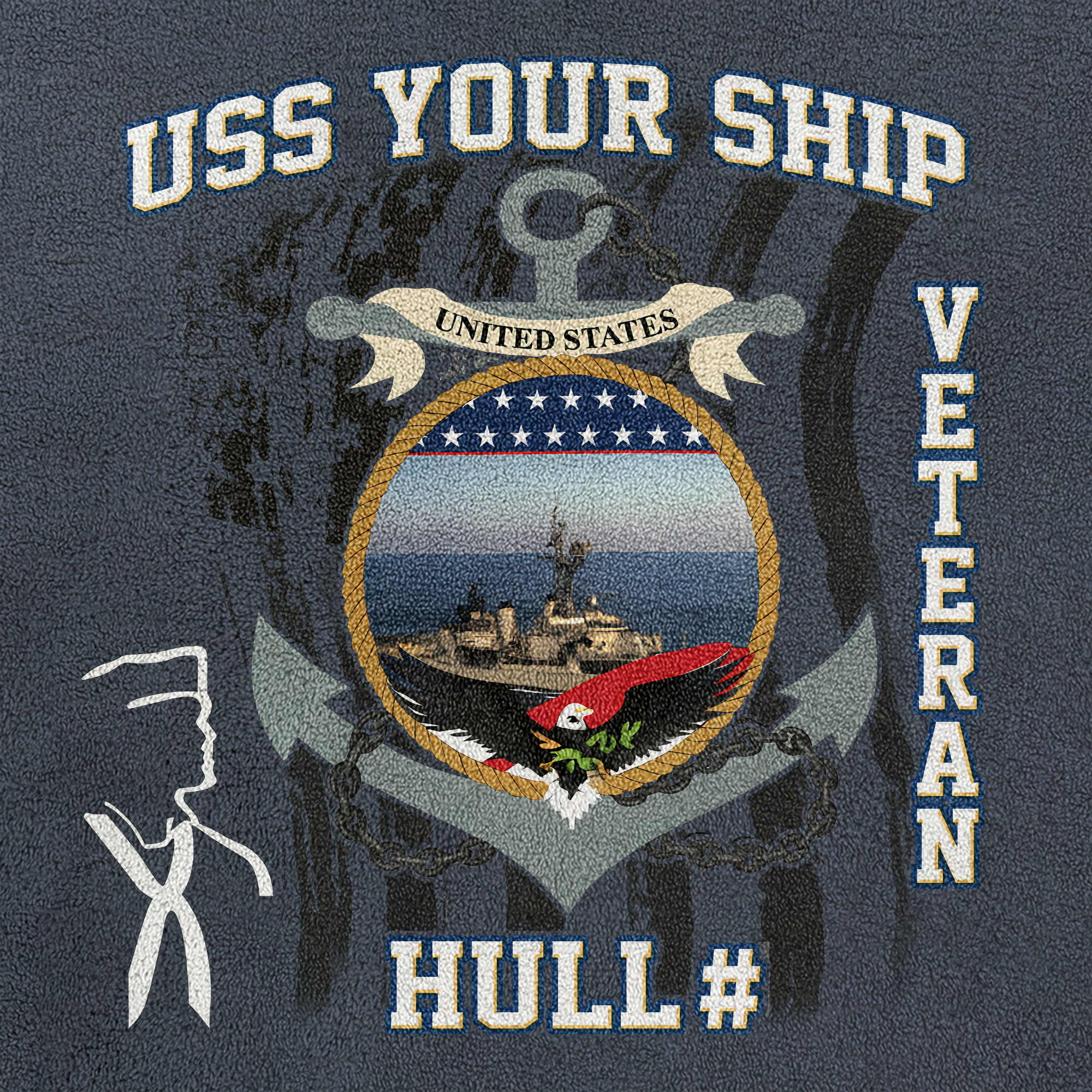 Personalizable Navy Ship Half-Zip Raglan Sweatshirt
