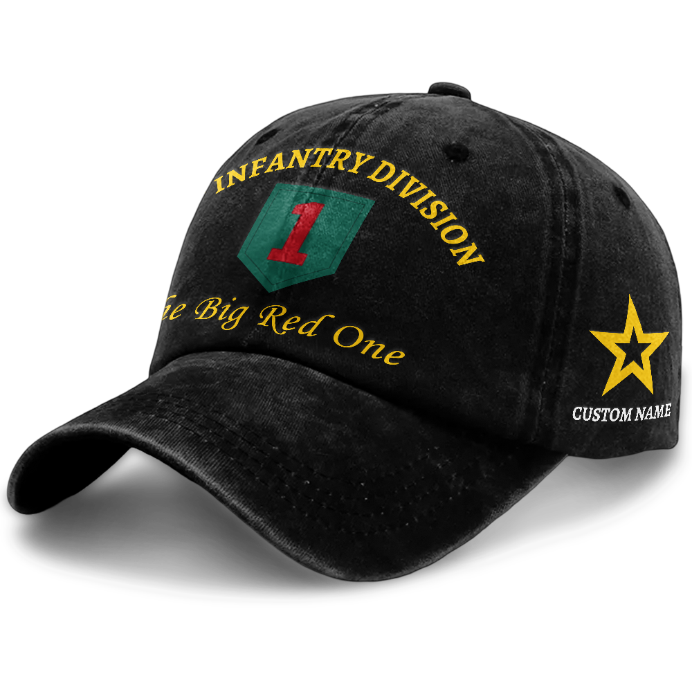 Personalizable Army 1st Infantry Division Washed Cap