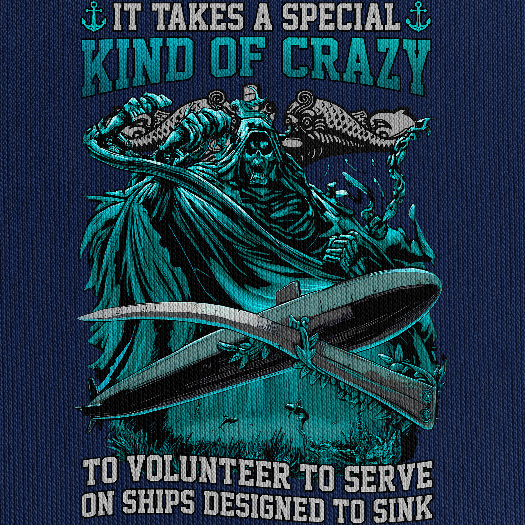 Personalizable Navy Submarine Quarter Zip Hoodie