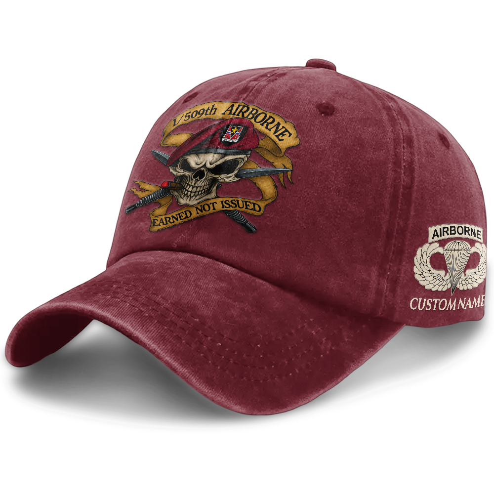 Personalizable Airborne Earned Not Issued Washed Cap