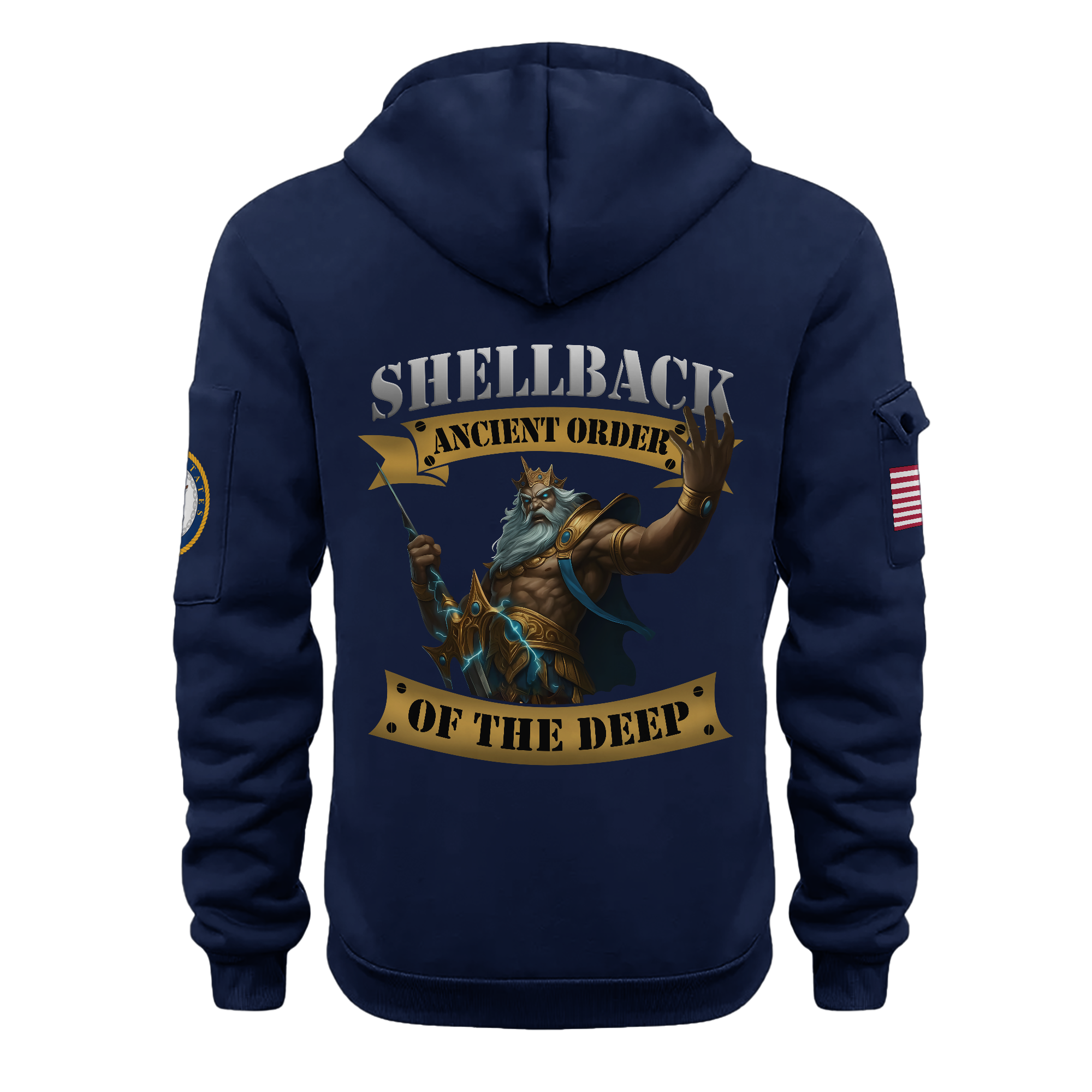 Navy Shellback Ancient Order Of The Deep Quarter Zip Hoodie