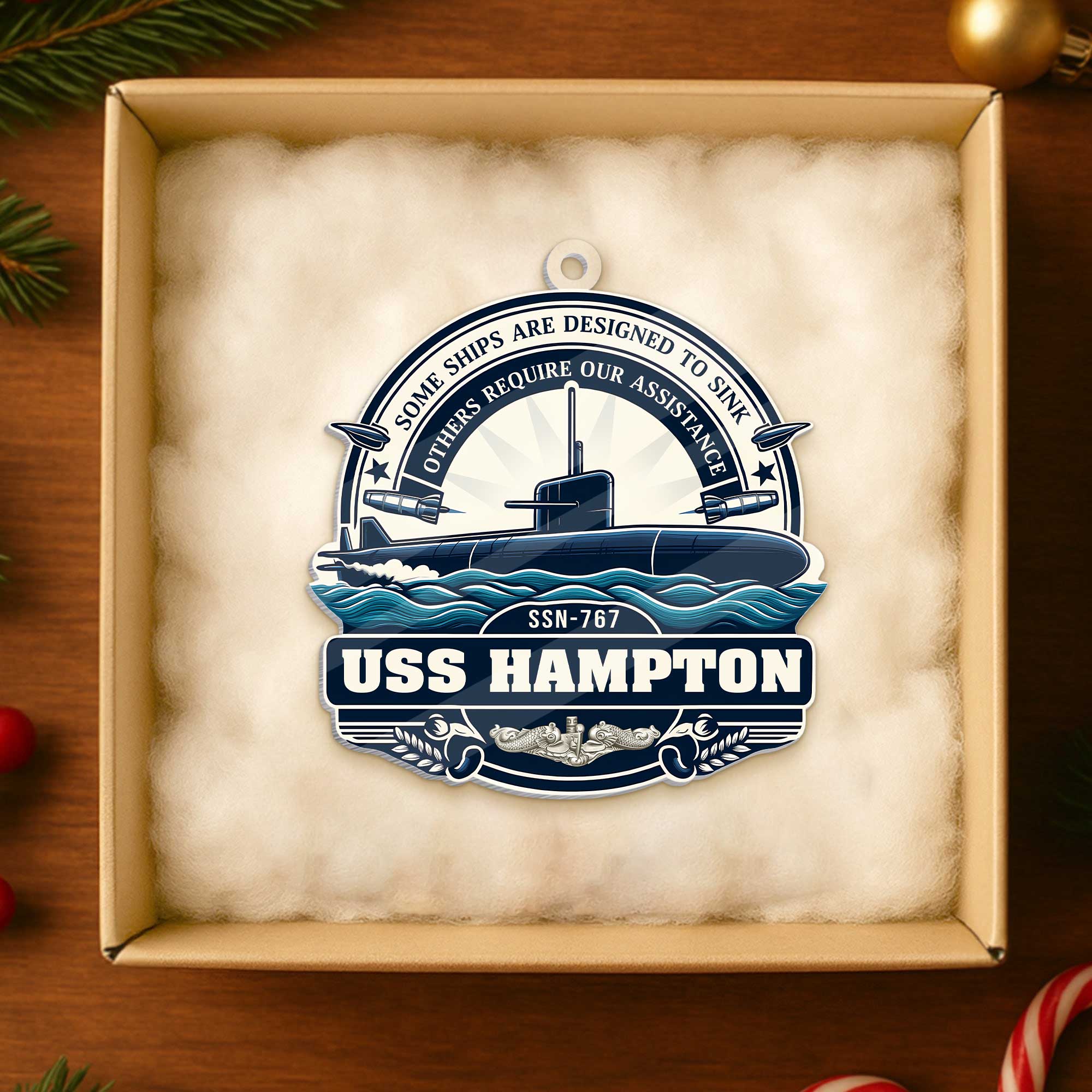 Personalizable Navy Submarine Some Ships Are Designed To Sink Acrylic Ornament