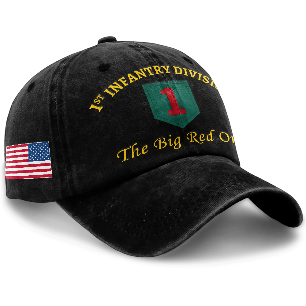 Personalizable Army 1st Infantry Division Washed Cap