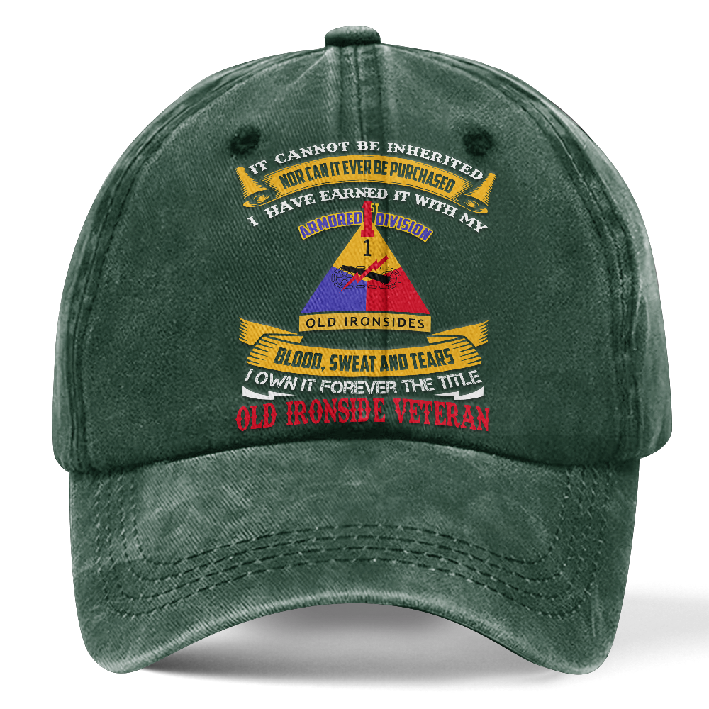 Personalizable Army 1st Armored Division Washed Cap