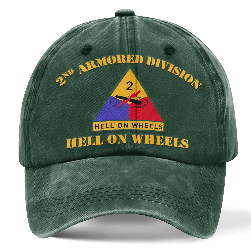 Personalizable Army 2nd Armored Division Washed Cap