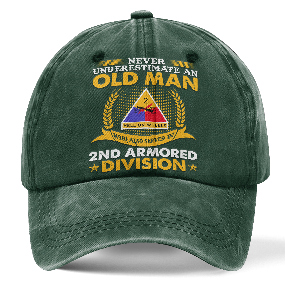 Personalizable Army 2nd Armored Division Washed Cap