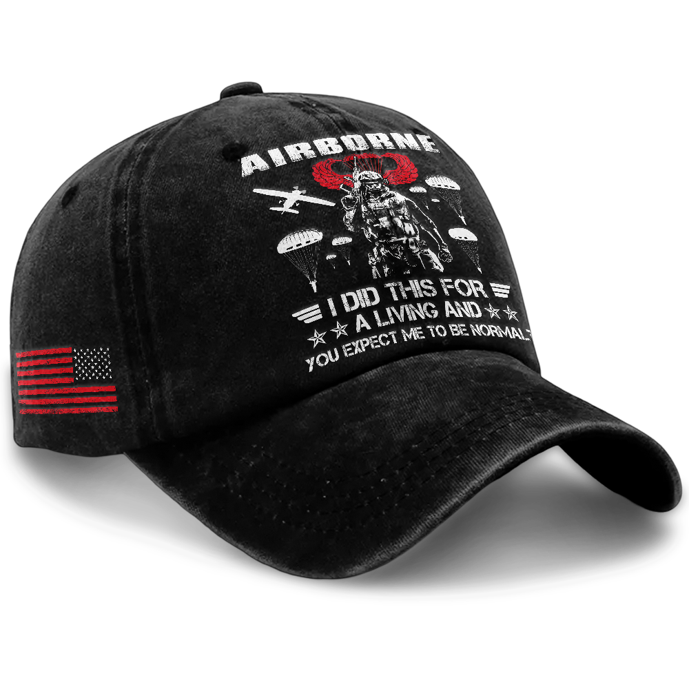 Airborne I Did This For A Living Washed Cap