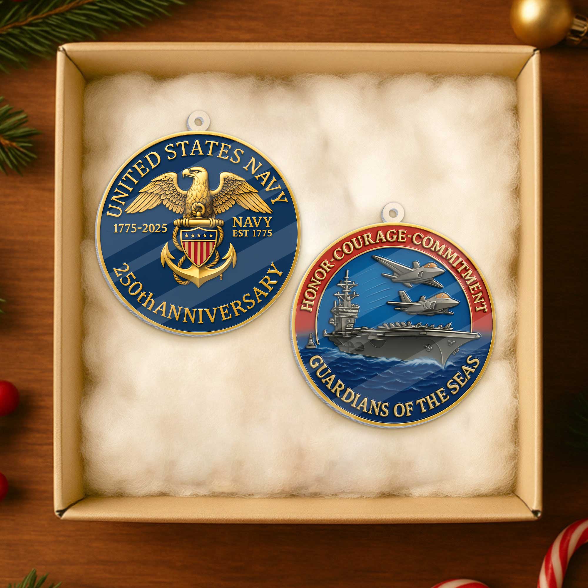 Navy 250th Anniversary Acrylic Ornament