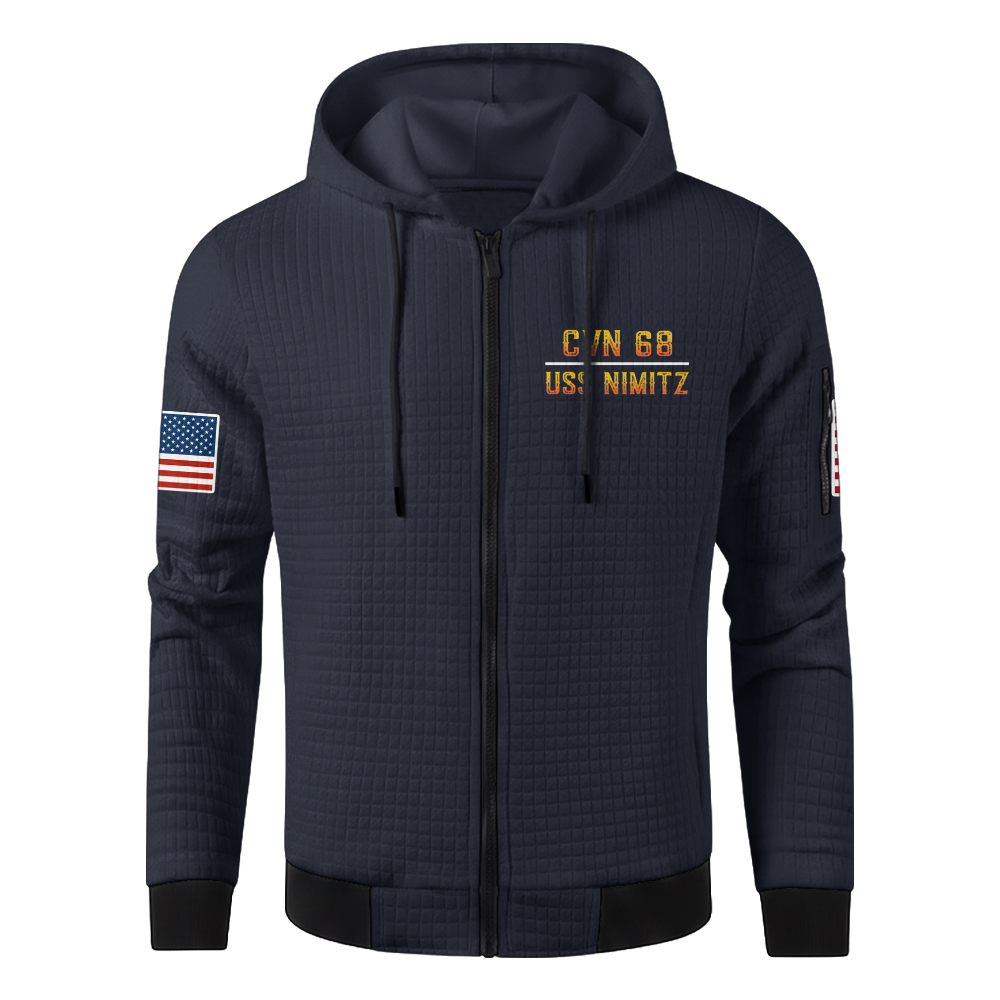 Personalizable Less Than 1% Navy Ship Waffle Hooded Jacket