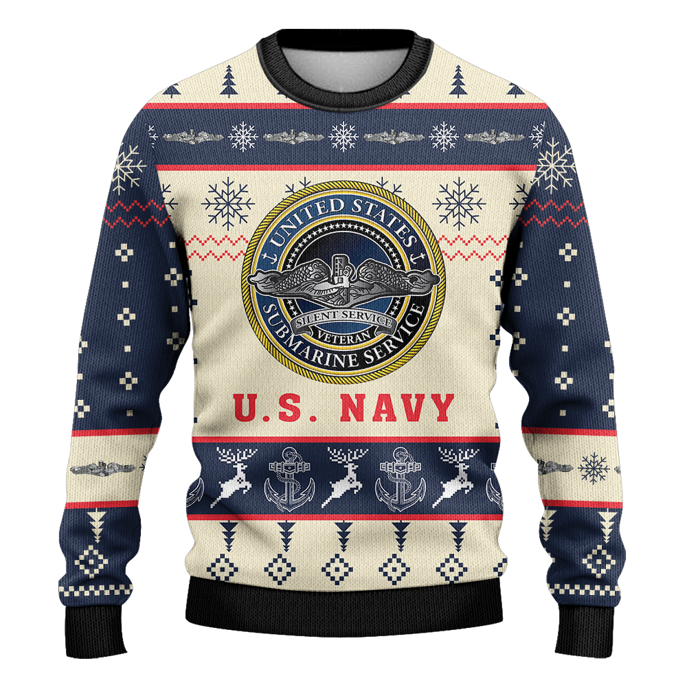 Navy Submarine Patterns Knitted Sweatshirt