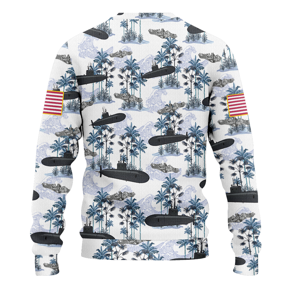 Personalizable Navy Submarine Ship Knitted Sweatshirt