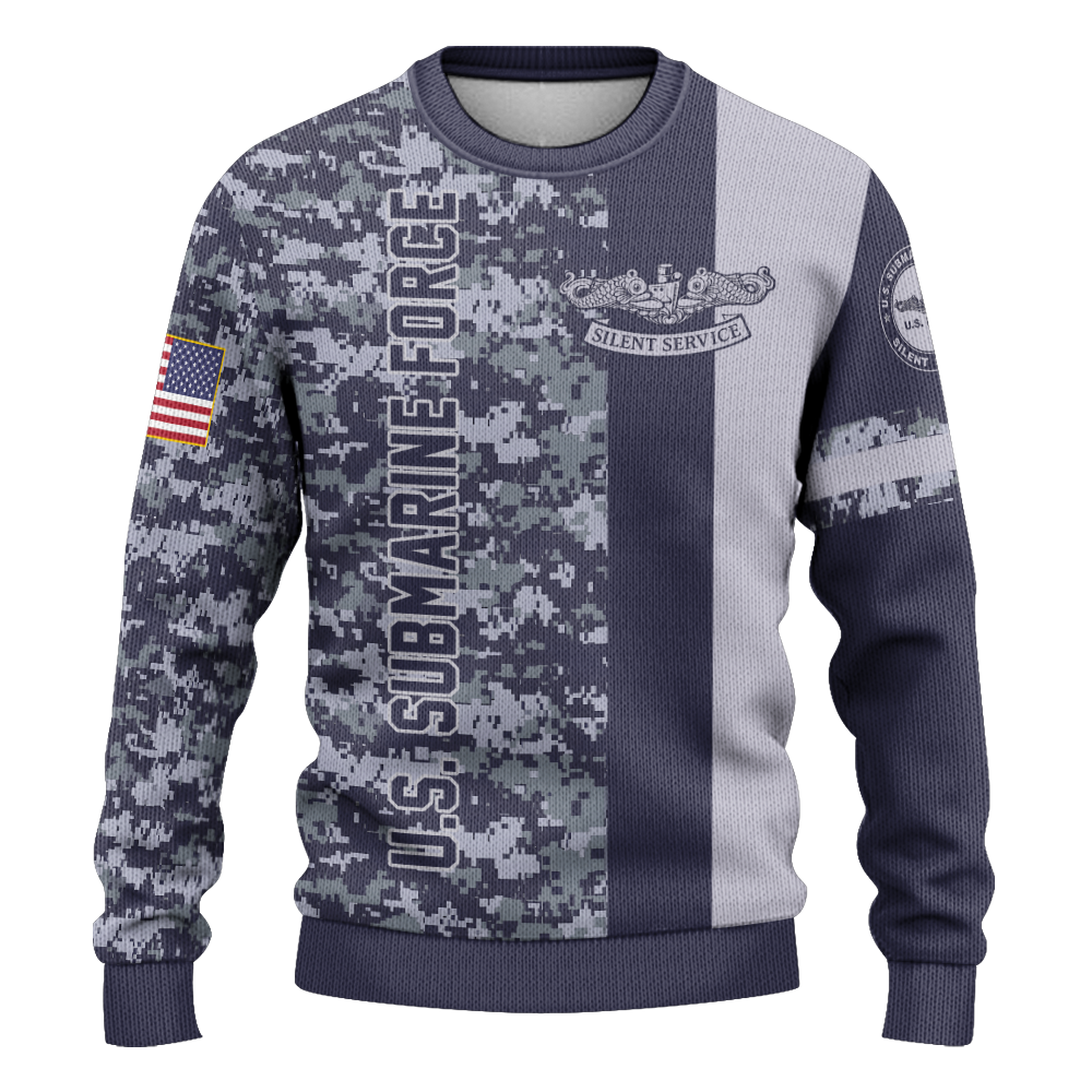 Navy Submarine Ship Knitted Sweatshirt