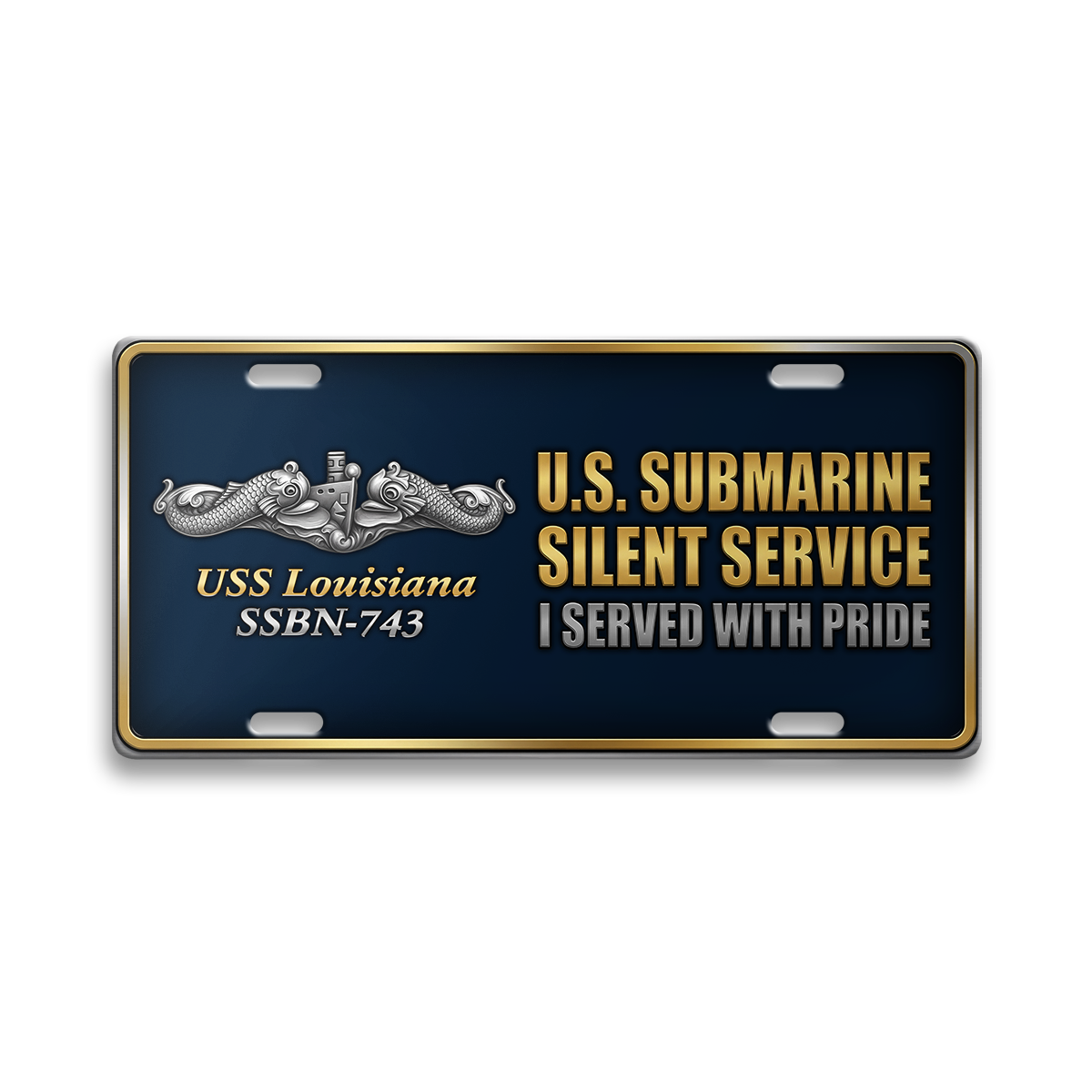 Personalizable Navy Submarine Aluminum License Plate